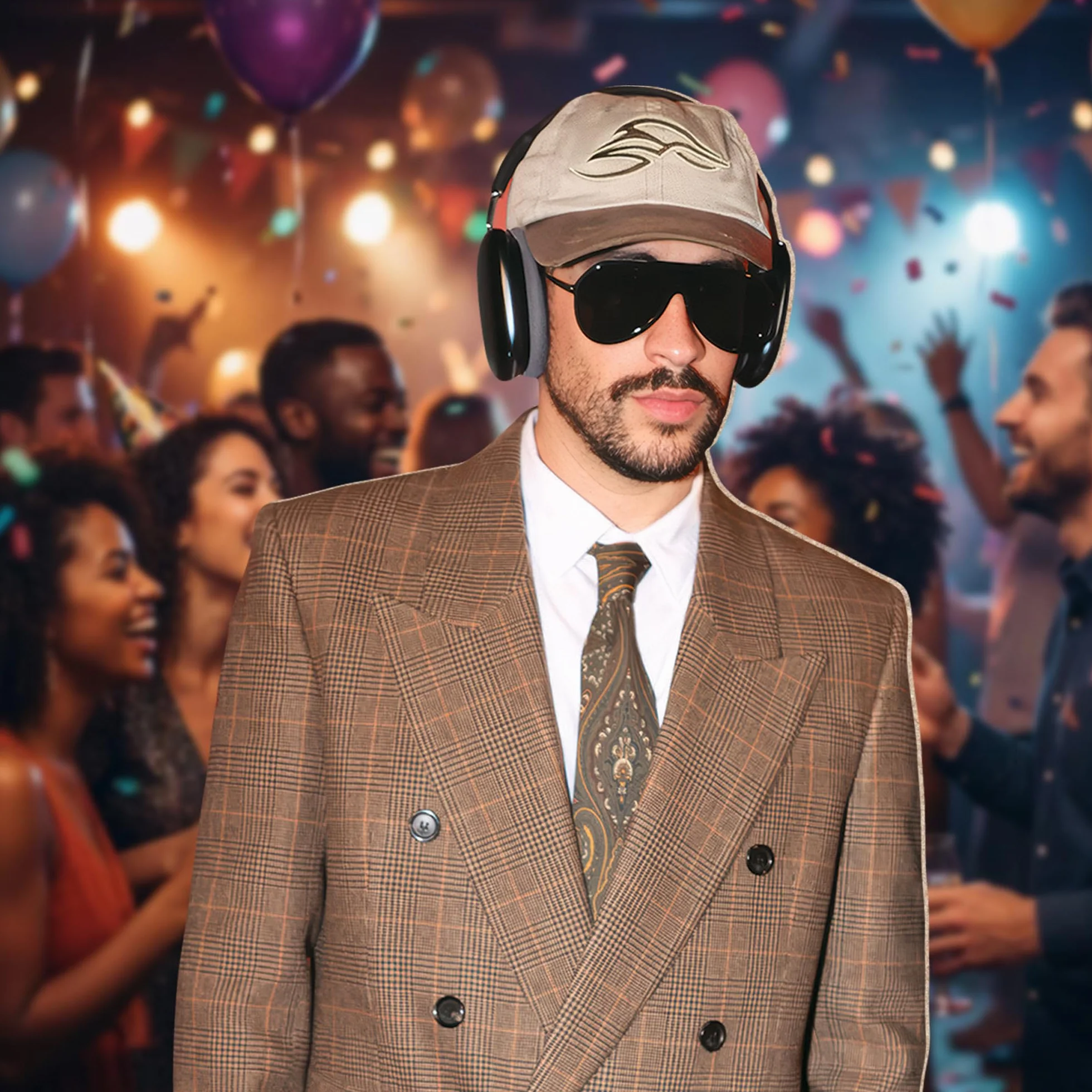 Star Cutouts Bad Bunny Découpe en Carton avec Musique 183 cm
