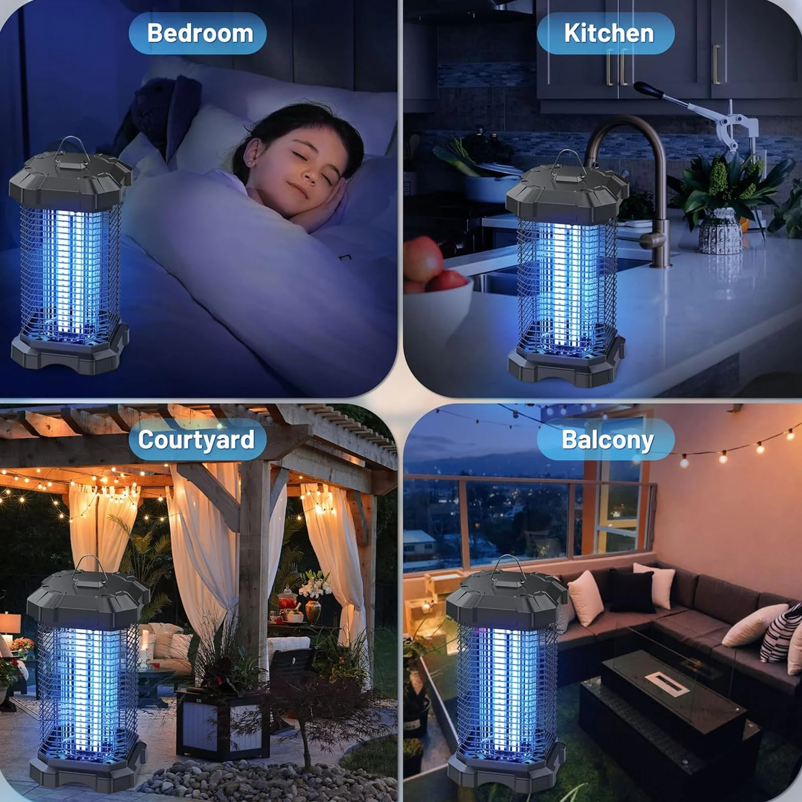 Lampe Anti Moustique Électrique 4200V Piège à Mouches 18W Intérieur Extérieur