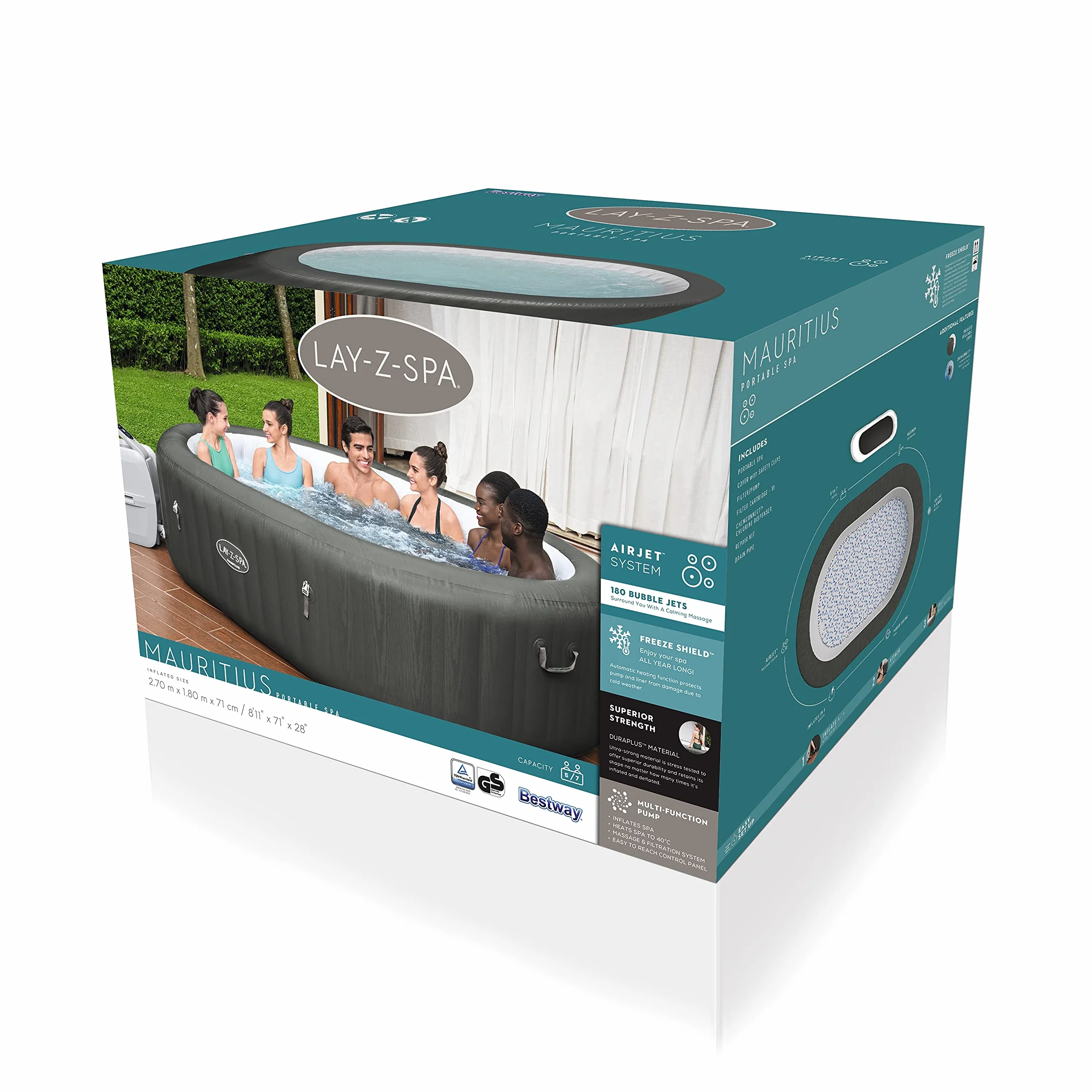 Bestway Lay-Z-Spa Mauritius Airjet 270 x 180 x 71 cm 5-7 Personnes