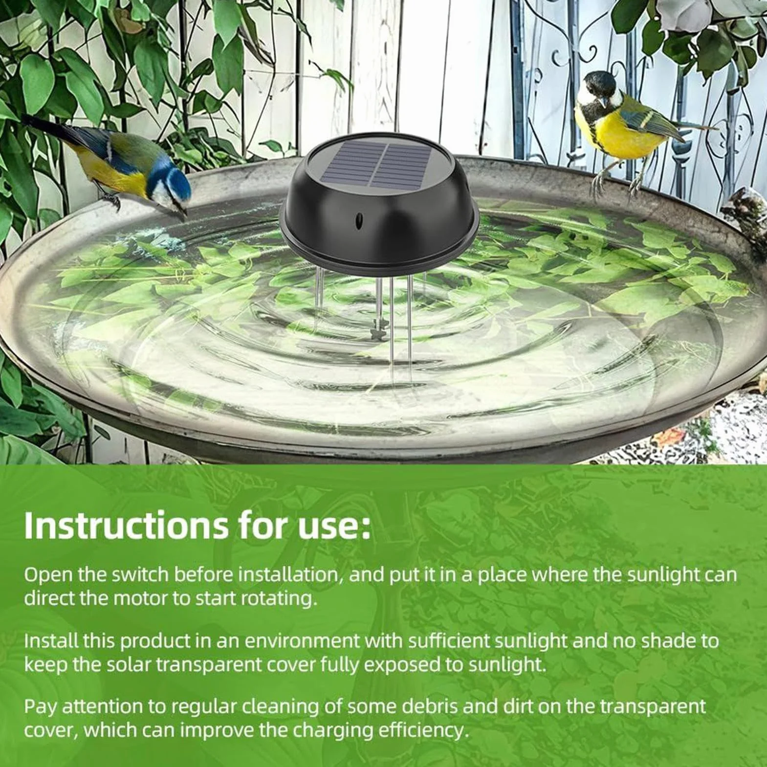 Pompe de circulation d'eau solaire 0.5 W pour bain d'oiseaux, décoration d'étang de jardin