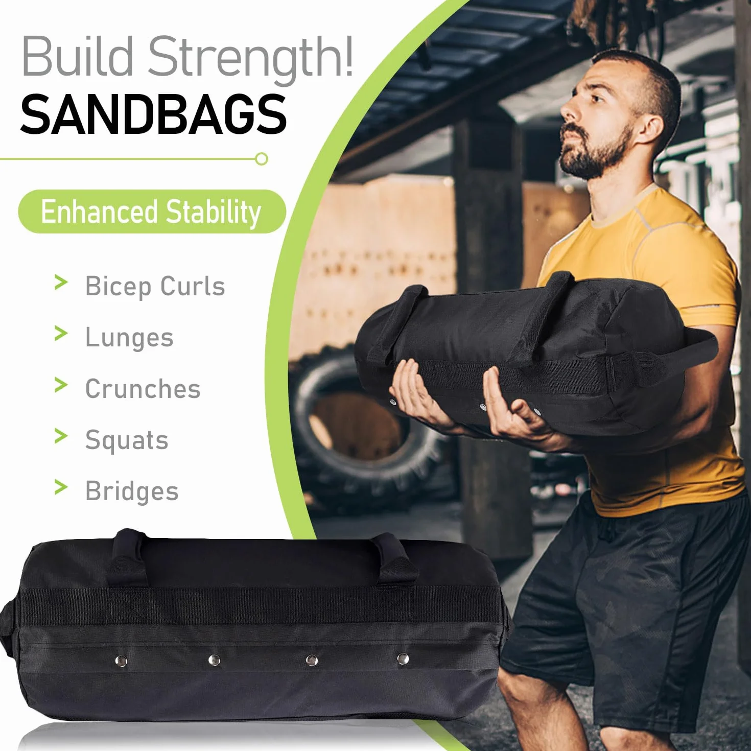 Ensemble de sacs de sable de fitness 5-30 kg avec 3 sacs intérieurs 6 poignées pour entraînement de force et haltérophilie