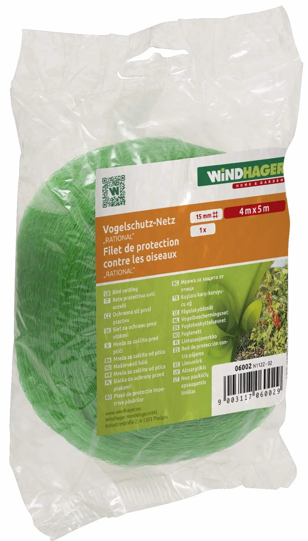 Windhager Protection Anti-Oiseaux Rational Filet foliaire 15 mm 5 x 4 m Vert