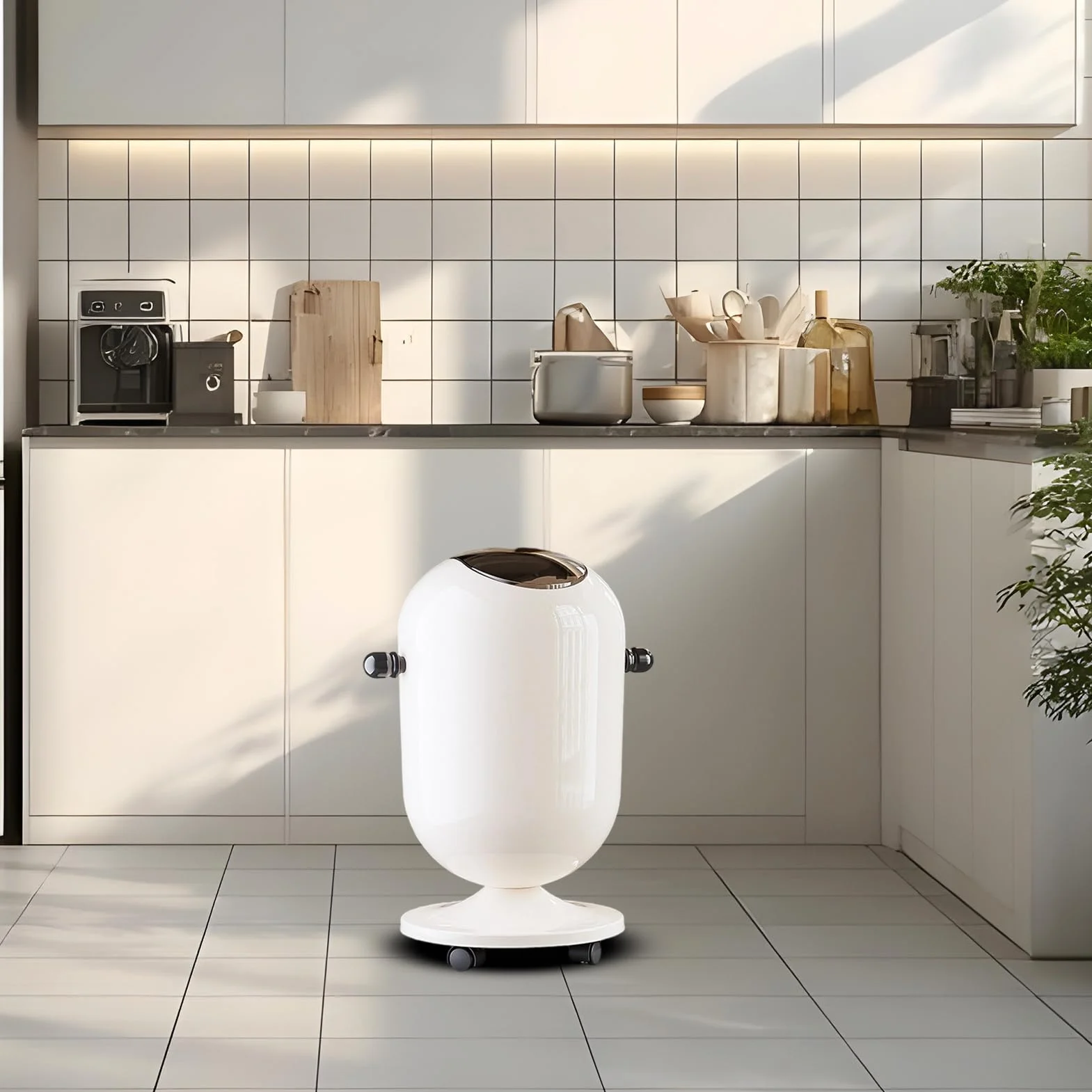 Poubelle En Métal 15L Avec Couvercle Pratique Pour Cuisine Salle De Bain