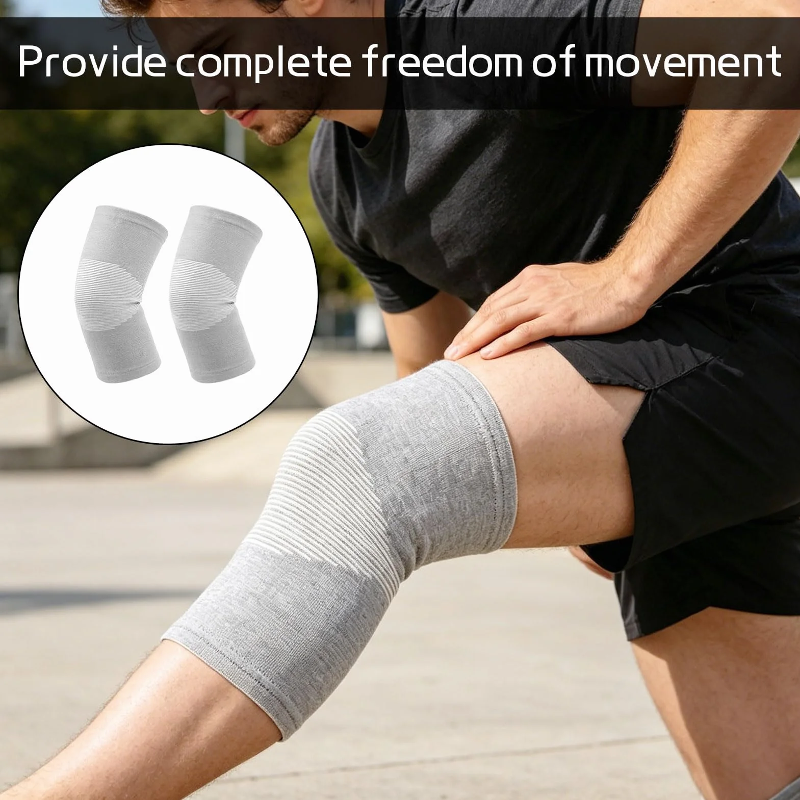 Genouillere Arthrose Genou Bambou, 2 pièces Genouillère En Bambou, Genouillère En Bambou pour Arthrose, pour Homme Femme de compression filles hommes sport ski cyclisme l'entraînement, l'arthrose