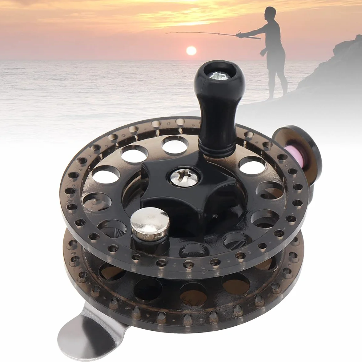 Moulinet de pêche à la mouche, ultra léger, ambidextre, noir, pour la pêche à la mouche en eau douce et salée