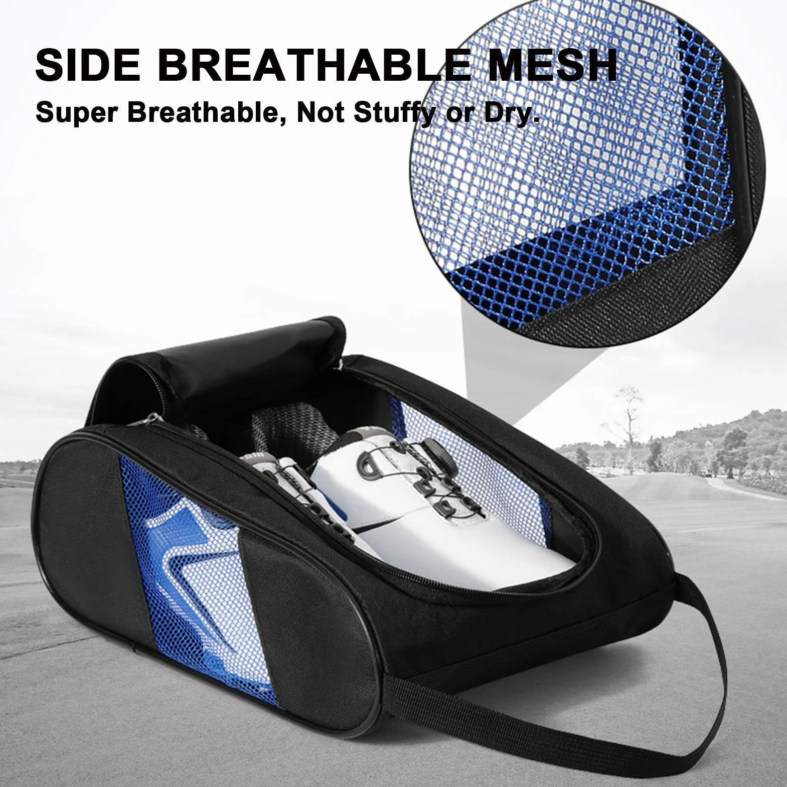 Sac à Chaussures de Golf imperméable avec Poches Maille, Sac de Transport