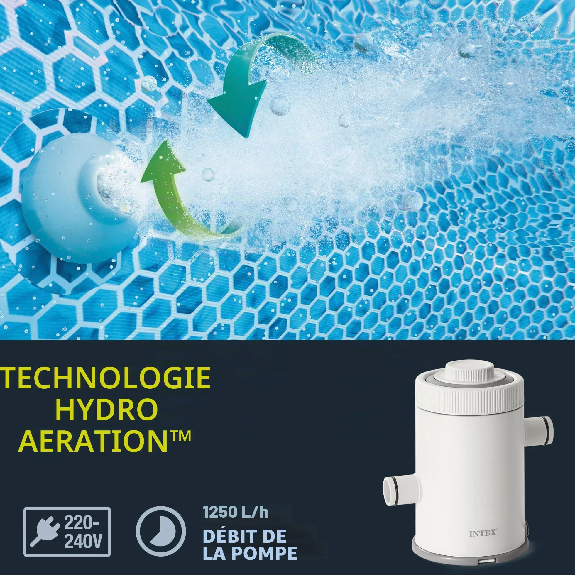 Intex Épurateur cartouche C330 filtration 1250 l/h type H compatible piscines 7900 L Hydro Aeration