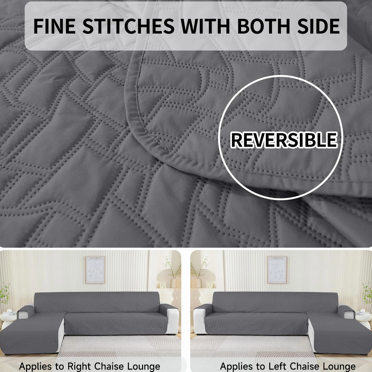 Ystyle Housse De Canapé d'angle 3 Places Impermeable avec Accoudoirs 255cm Gris Clair