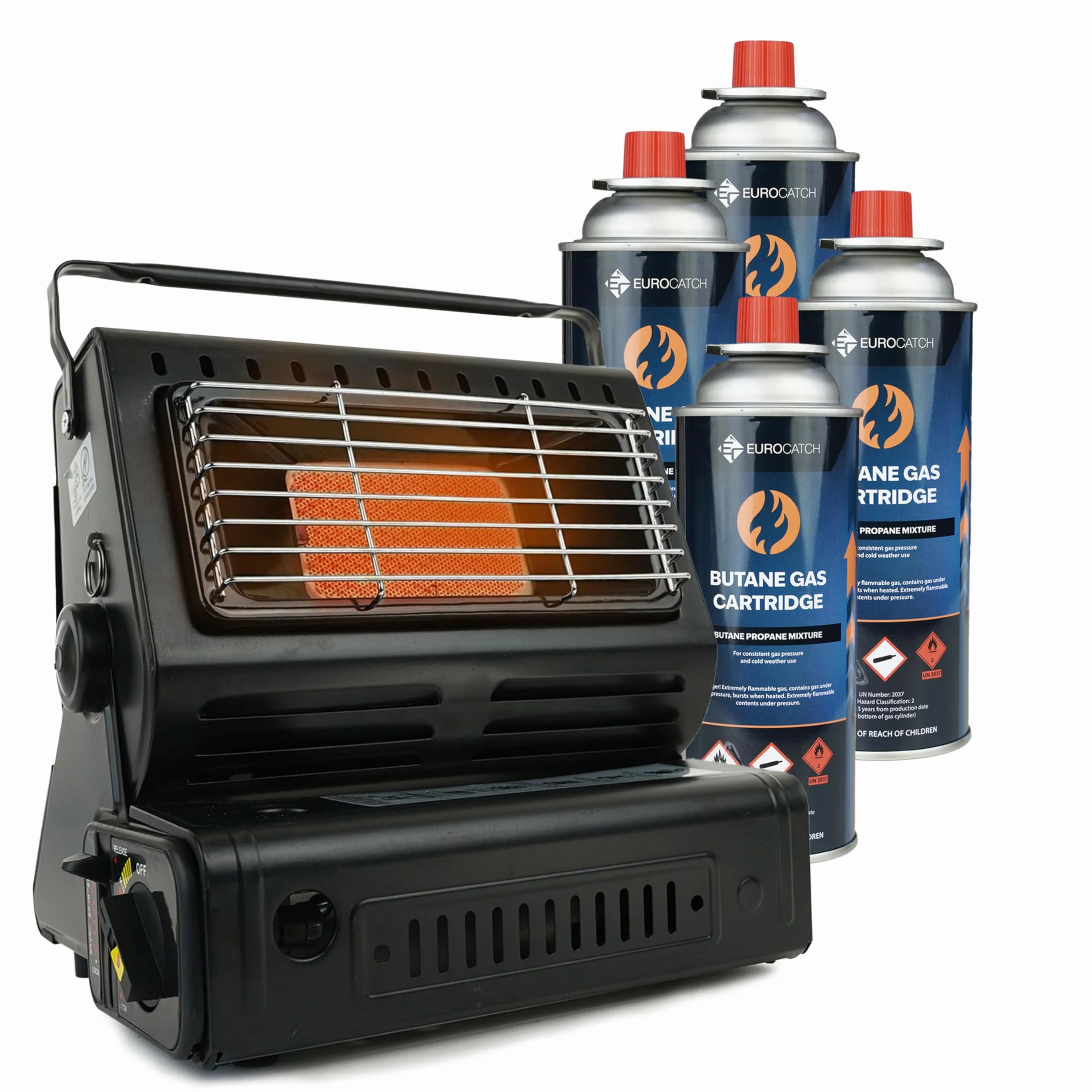 Chauffage à gaz portable réglable avec 4 cartouches de gaz pour terrasse