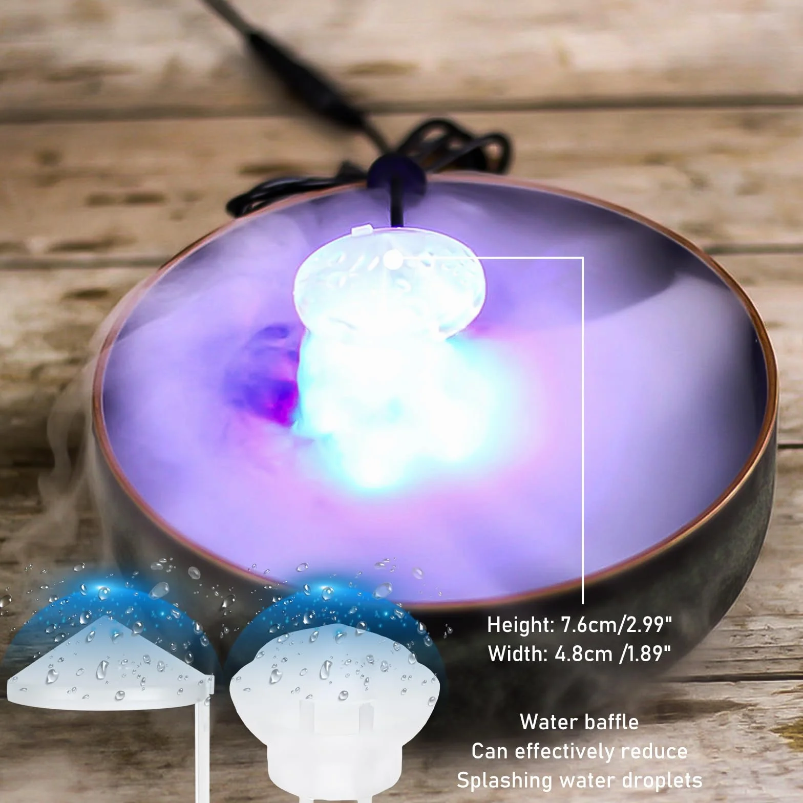 Nébuliseur à ultrasons 24V 12 LED pour Halloween avec protections anti-éclaboussures amovibles