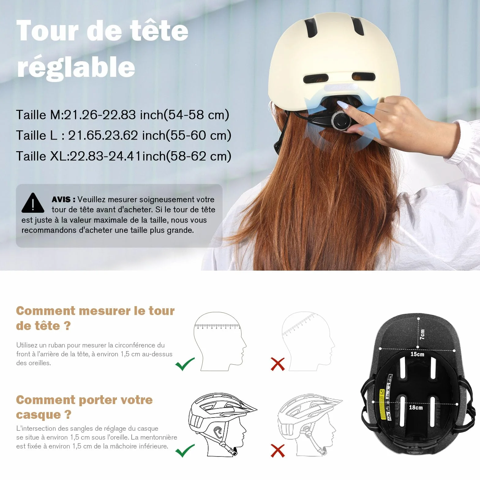 KINGLEAD Casque de vélo,Casque Urban Commuter,Casque de vélo stylé Hommes et Femmes pour Le Cyclisme Trekking City Roller Casque Hommes réglable