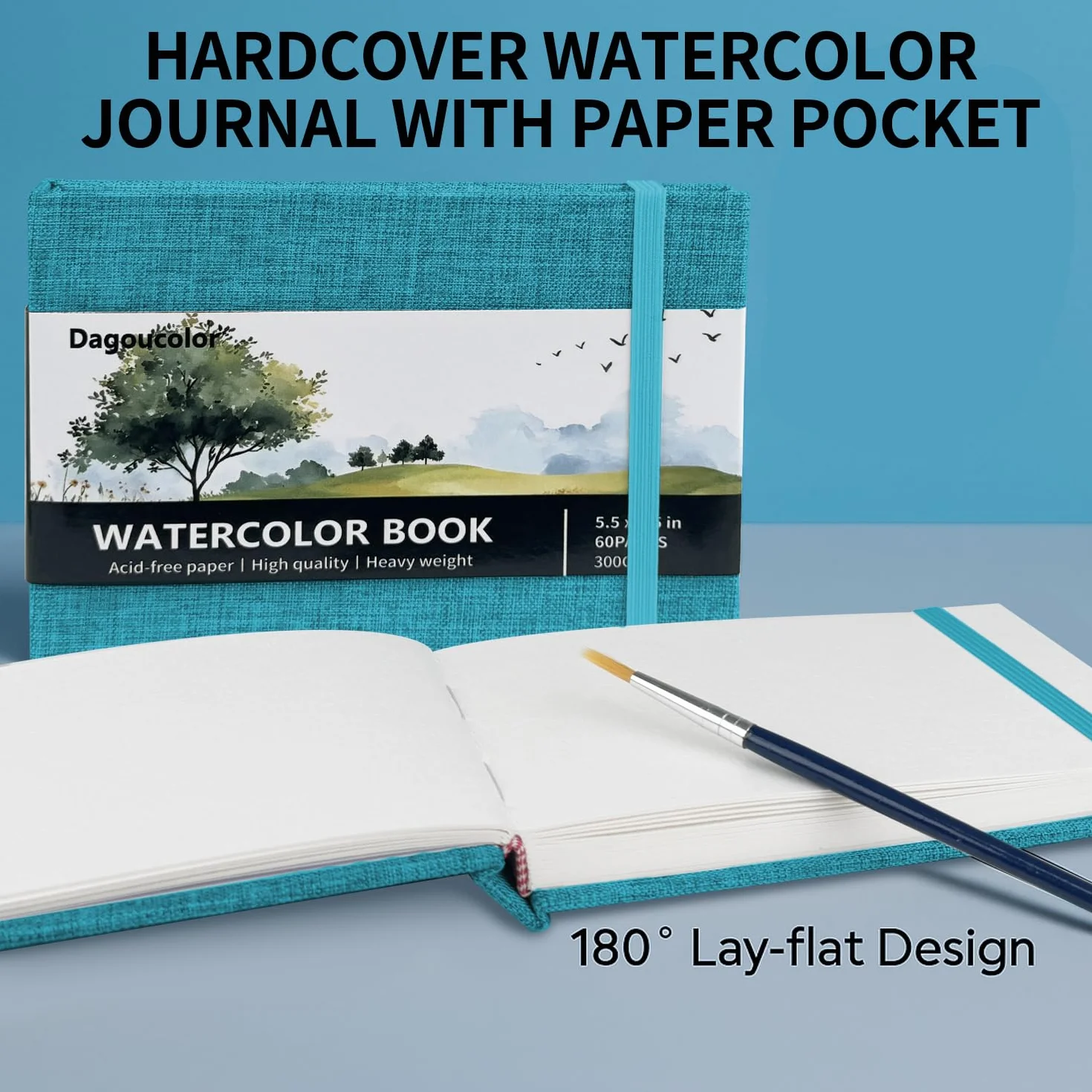 Carnet Dessin Aquarelle 5.5x3.5 Pouces 2 Pack 30 Feuilles 300GSM Papier Pressé Froid Couverture Tissu Livre Artiste