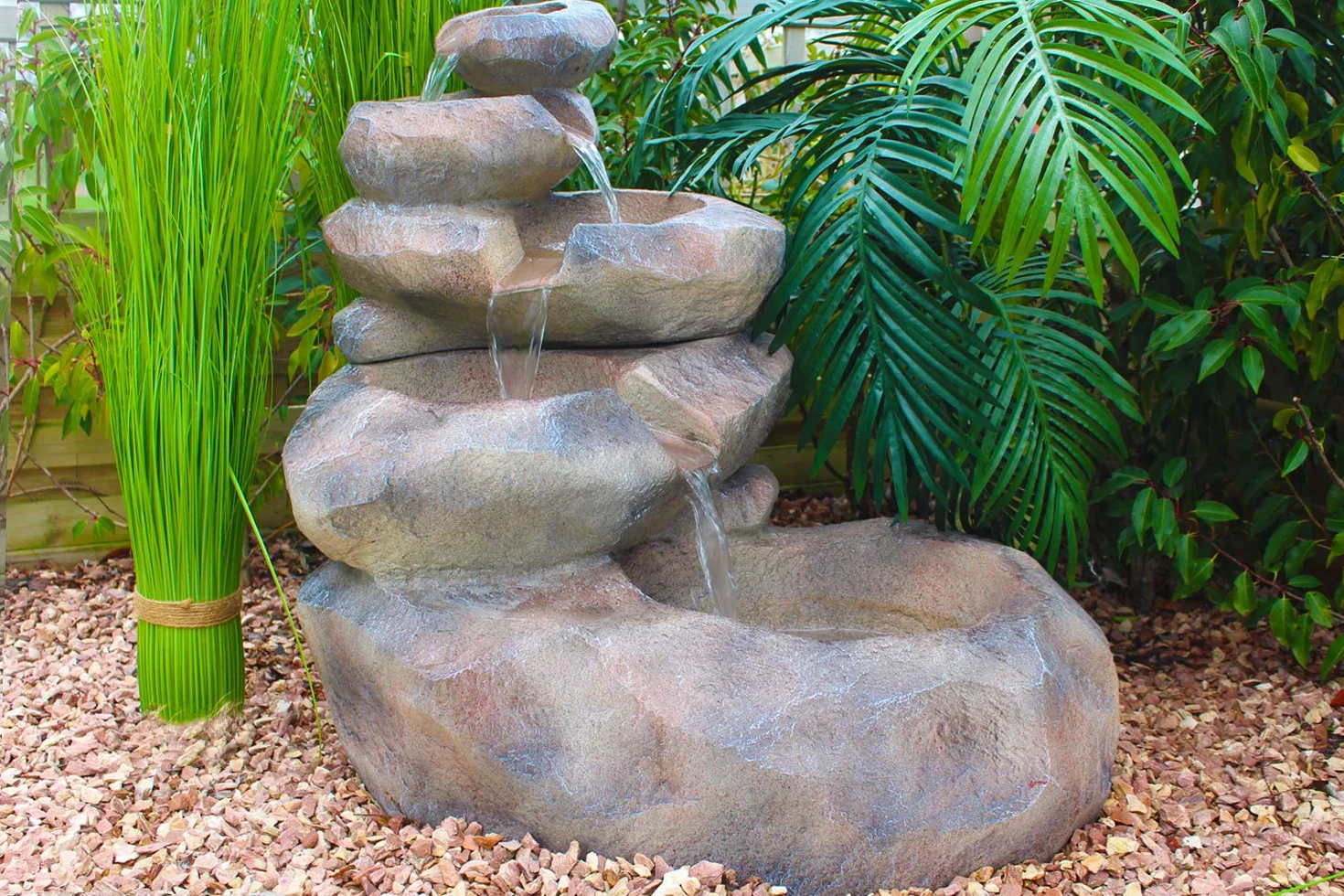 Arnusa Grande Cascade Fontaine de Jardin LED avec Pompe SB103-19