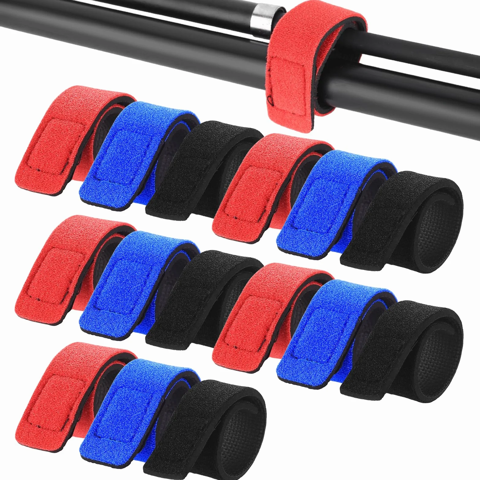 Bandes pour Canne à Pêche, Set de Bandes Élastiques avec Velcro, Support de Protection, Accessoires de Transport