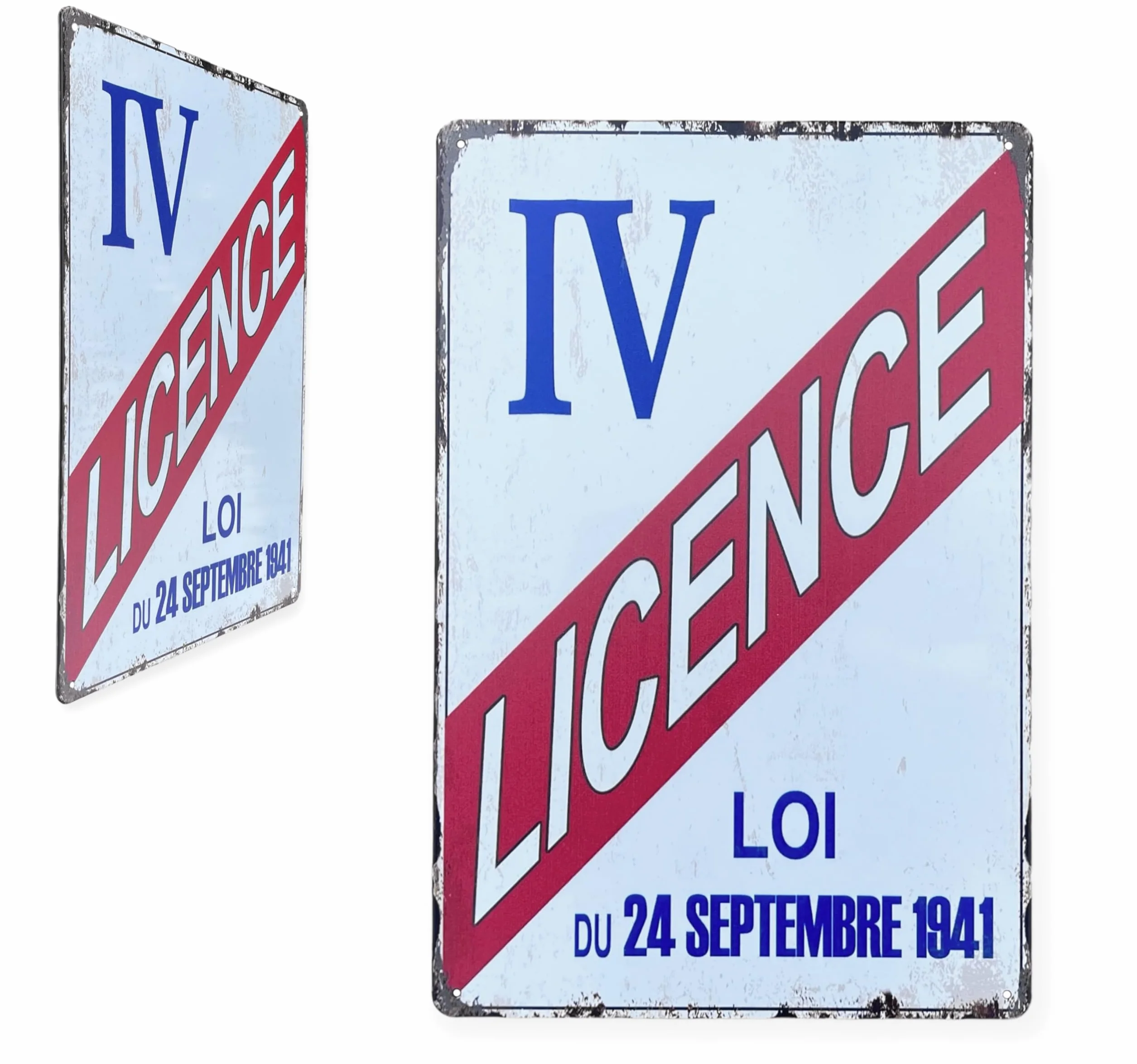 FÉENOMENN Plaque Métal Déco Vintage Licence IV Autorisation Débit de Boisson et Alcool 30x20cm