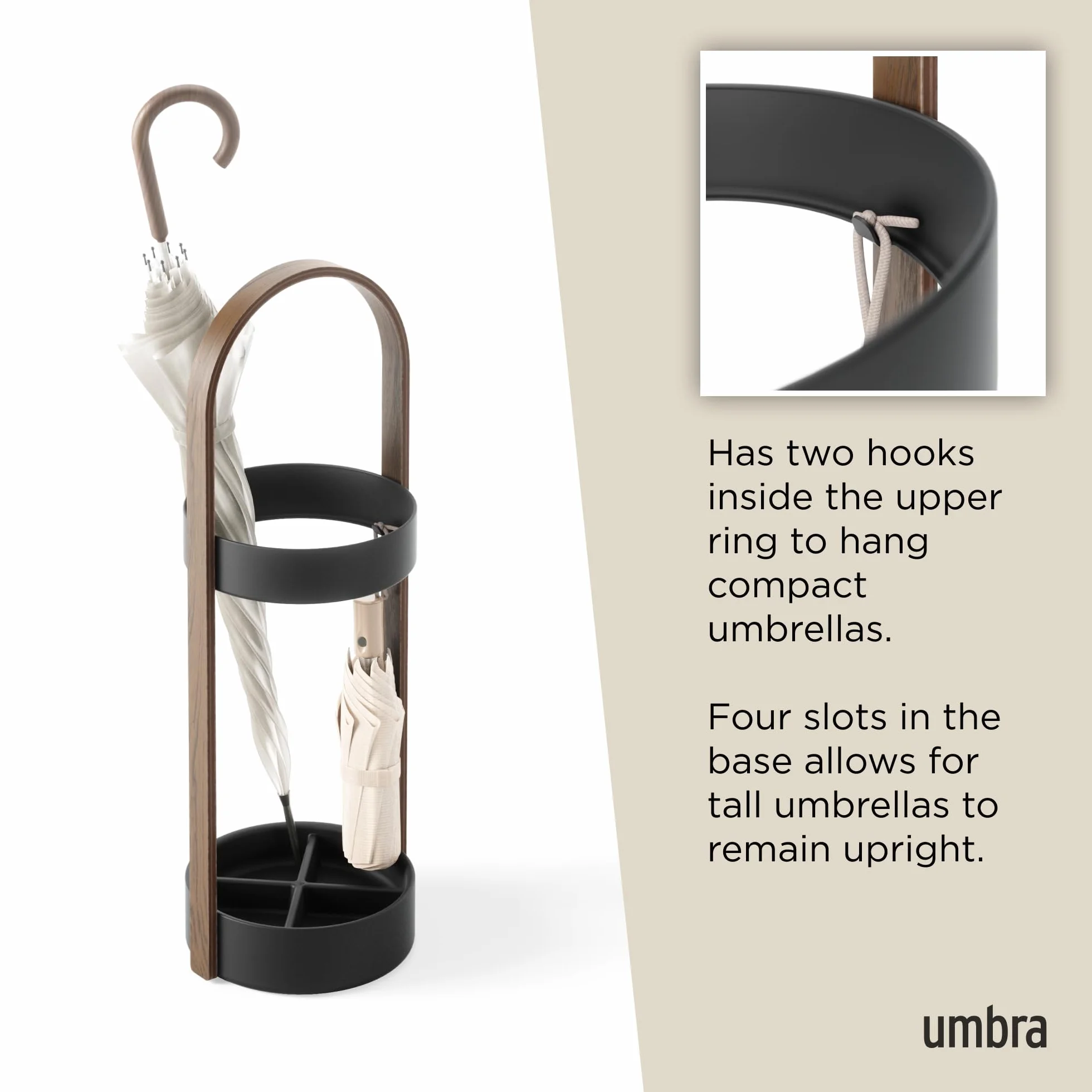 Umbra Bellwood Porte Parapluie Noir Noyer