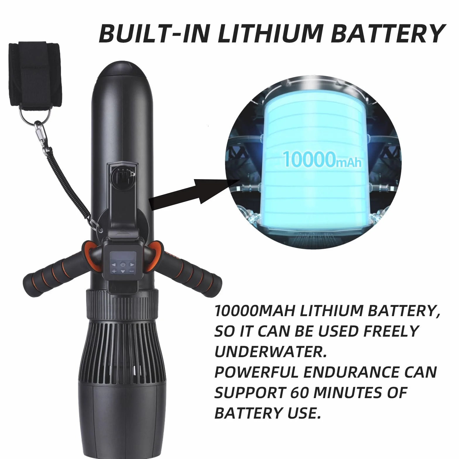 Scooter sous-marin, booster sous-marin 500 W, vitesse 2 M/S, batterie au lithium, matériau en alliage d'aluminium, propulseurs portables à double hélice pour la plongée, la natation et la plongée