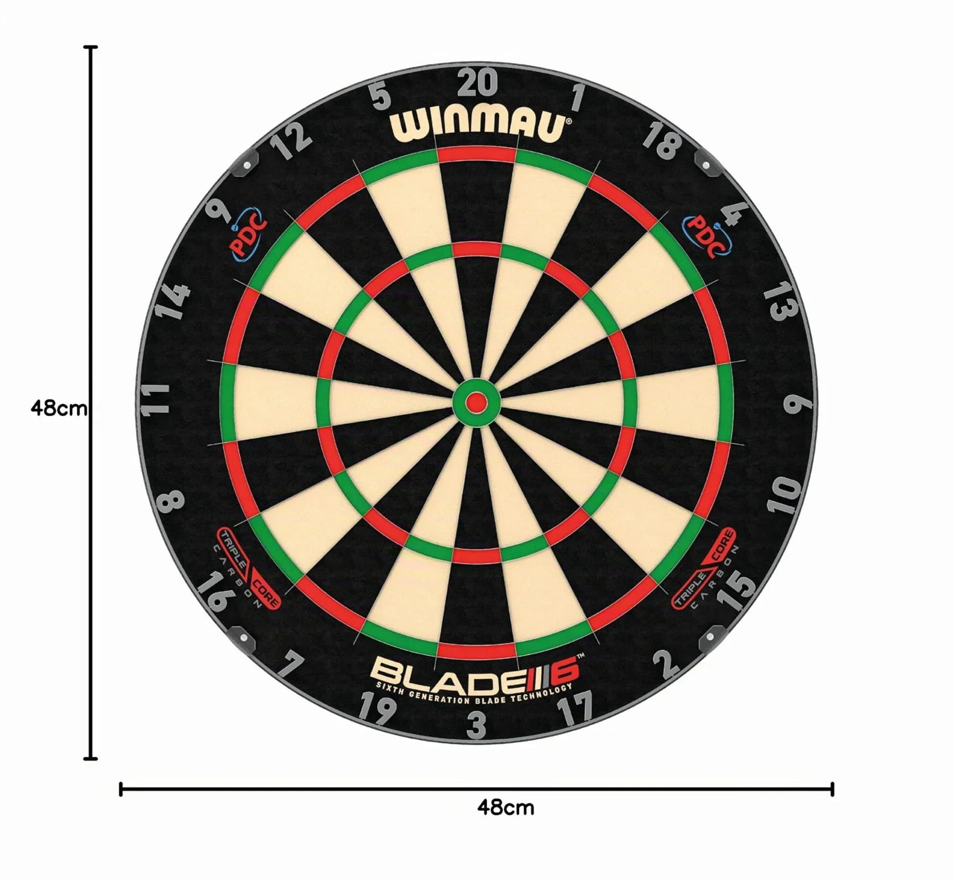 Winmau Blade 6 Triple Core - Cible de Fléchettes Professionnelle Sisal pour Pointes Acier - Dartboard Tournoi PDC à Câblage Ultra-Fin Anti-Rebonds - Standard Officiel Compétition