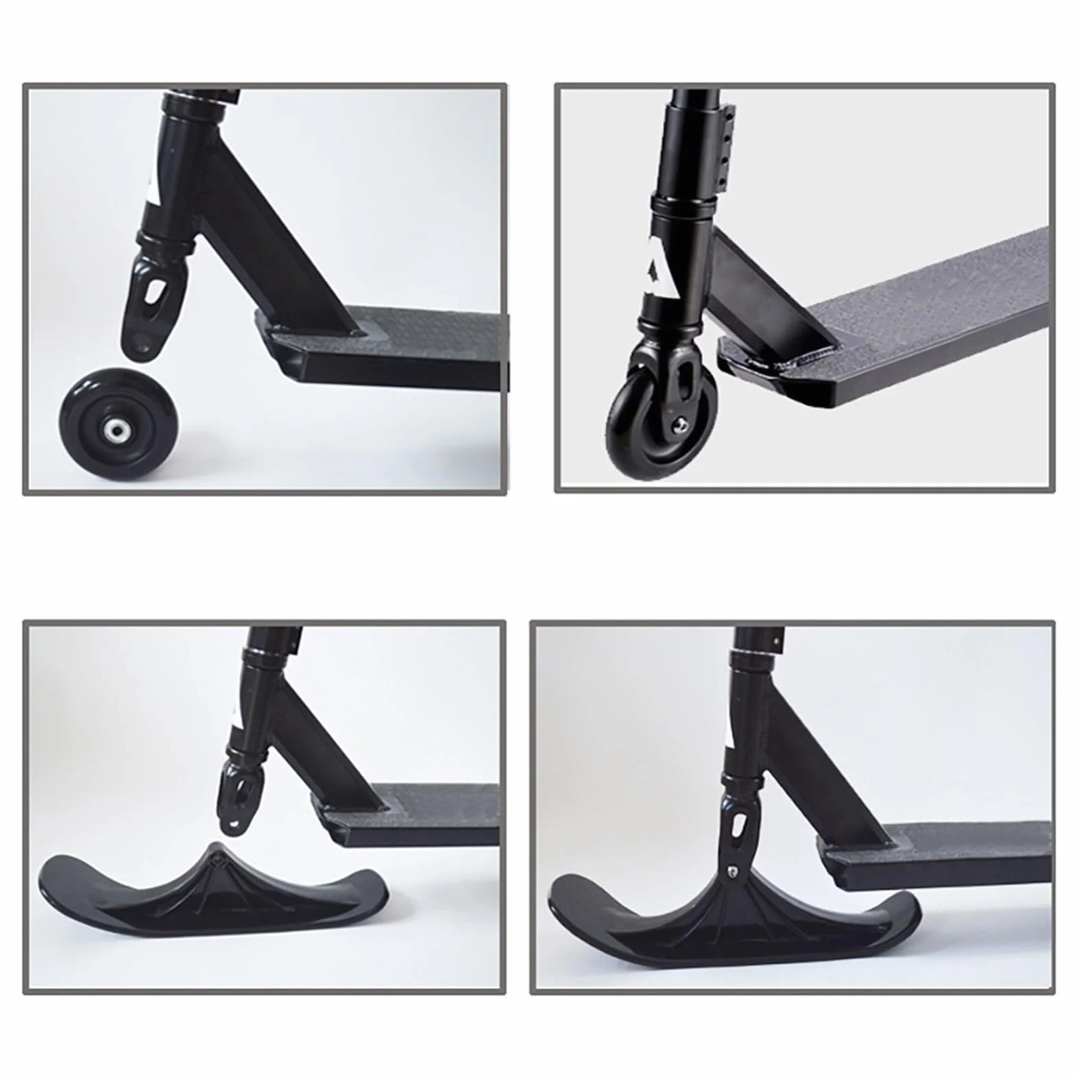 Lot de 2 patins à neige - Kit de conversion pour trottinette à neige - Kit de conversion - Planche de skate pliable - Accessoire de vélo d'hiver pour enfants - Accessoires de traîneau à deux roues -