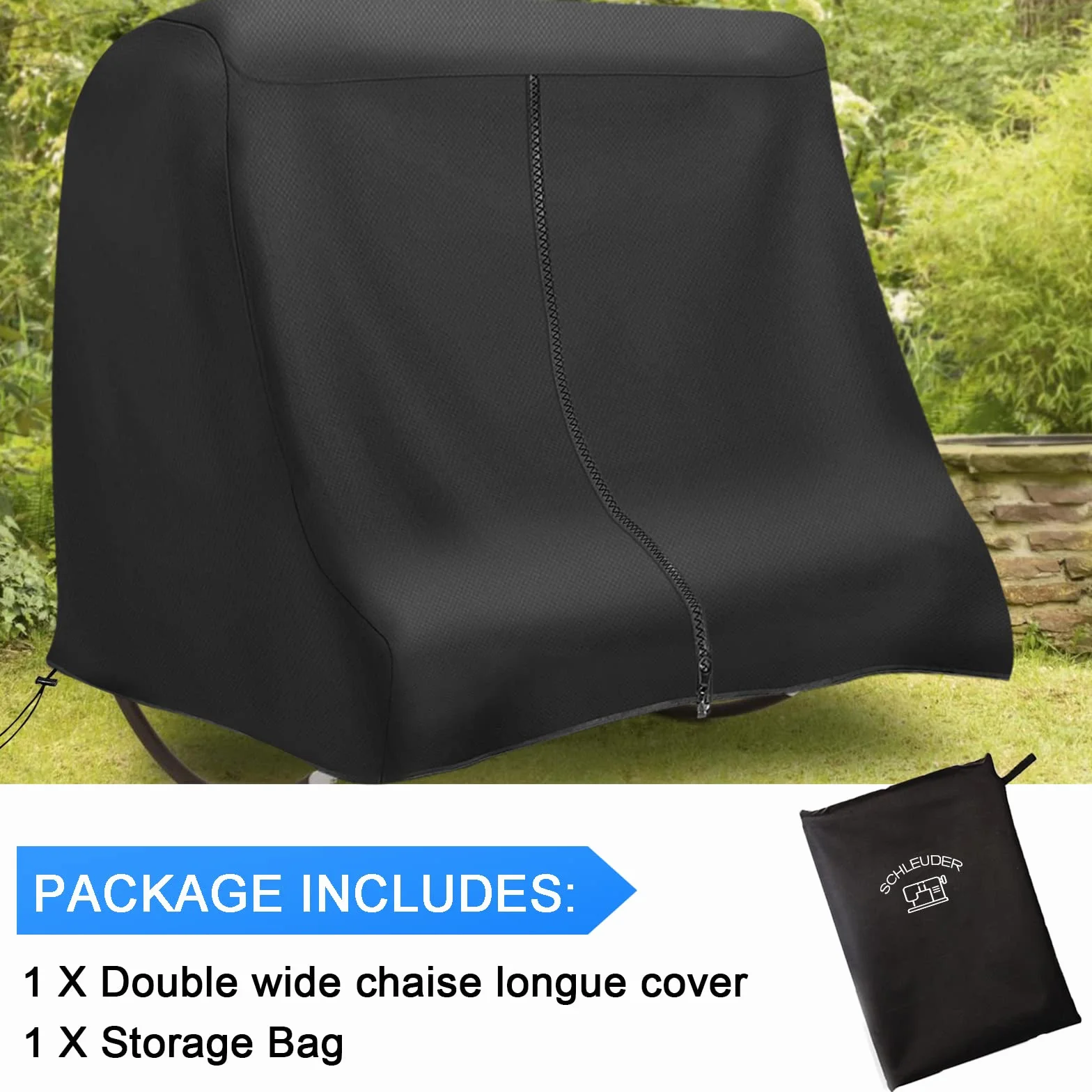 Housse de Chaise Longue Bain de Soleil 2 Places 160×190×180cm 420D Imperméable