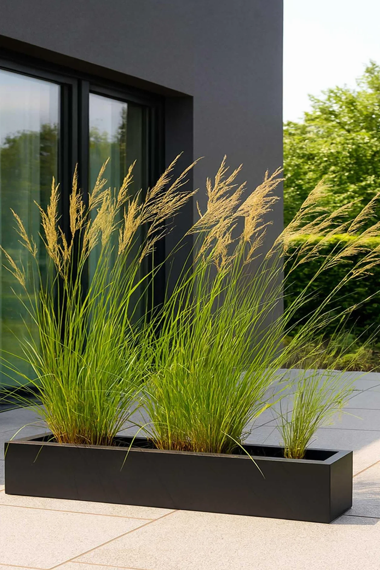 VIVANNO Jardinière Balcon Fibre de Verre FLOBO Anthracite 15x100x17 cm