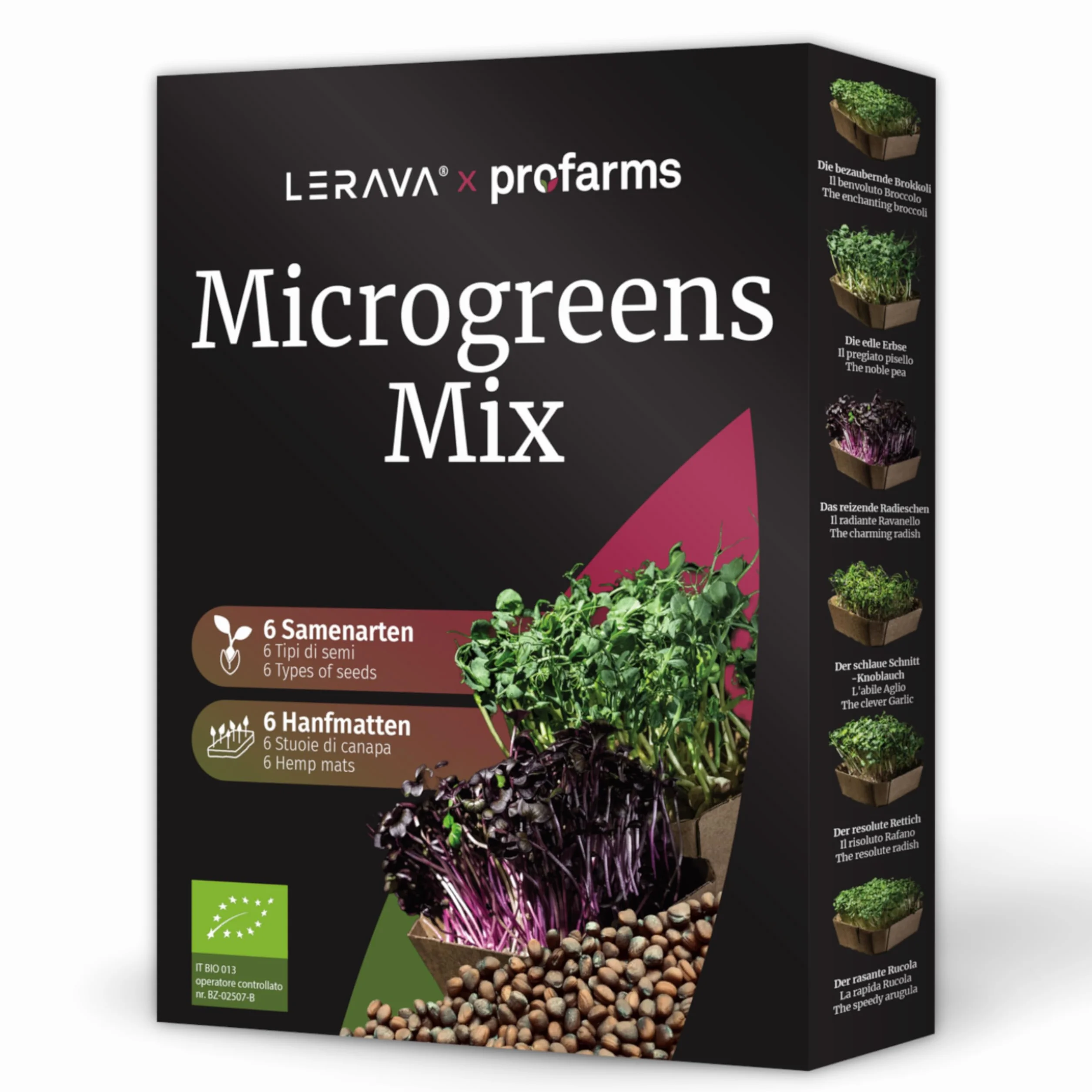LERAVA® Kit de Microgreens BIO - Graines à Germer avec 6 Tapis de Chanvre