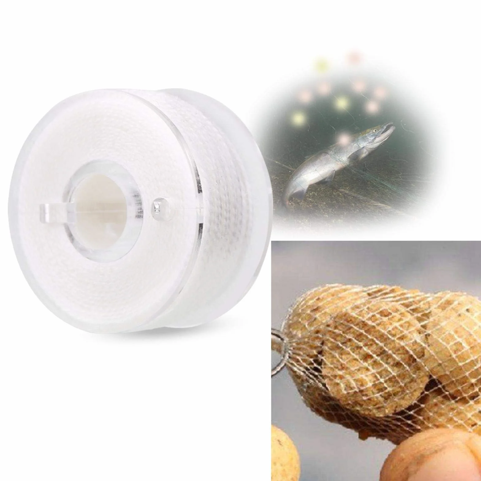 Ligne de pêche 3 pièces PVA, ligne d'appât hydrosoluble ruban de ficelle de pêche de 20 m avec système d'entonnoir