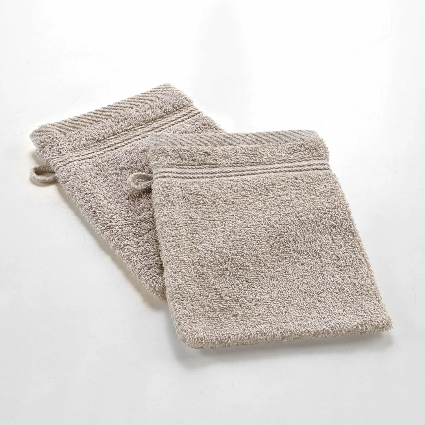 Gants de Toilette 100% Coton 15 x 21 cm Tendresse Taupe
