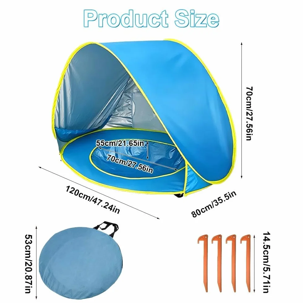 Tente Anti UV Bébé, Tente de Plage Bébé Pop-Up avec Détachable Piscine, Tente de Plage pour Bebe, UPF 50+, Facile à Installer, Portable pour Jardin, Camping Extérieur
