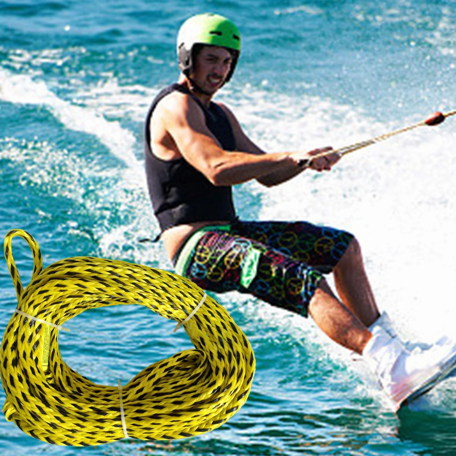Corde de Remorquage pour Bouée Tractée, Corde Flottante Renforcée pour Bouée Tractée, Équipement pour activités nautiques pour la neige, la plage, la luge, le kayak, la plongée avec tuba, le wakeboard