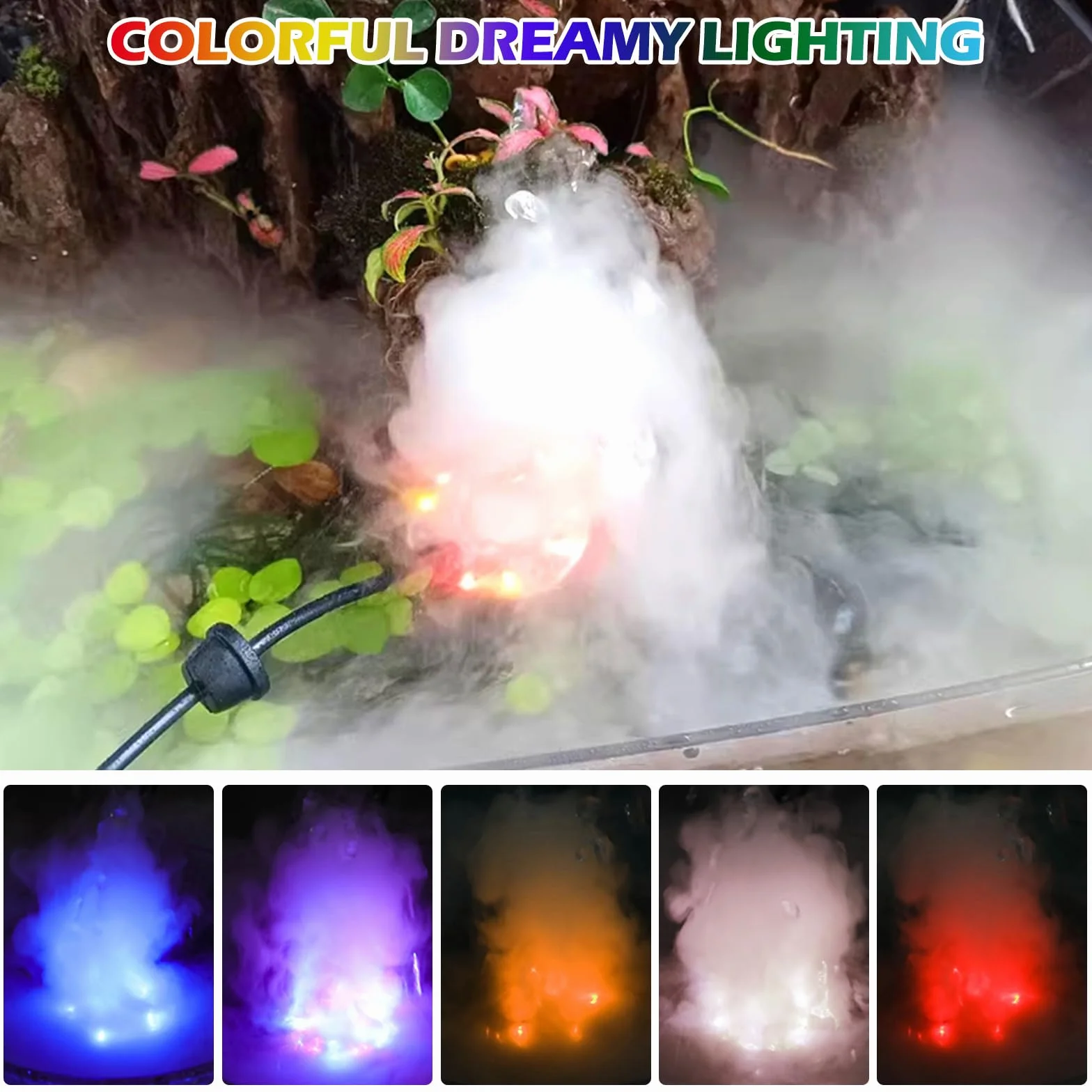 PORFOYO Nébuliseur à Ultrasons 12 LED Brumisateur Ultrason, Mini Machine à Fumée Halloween avec Protection Anti-éclaboussures