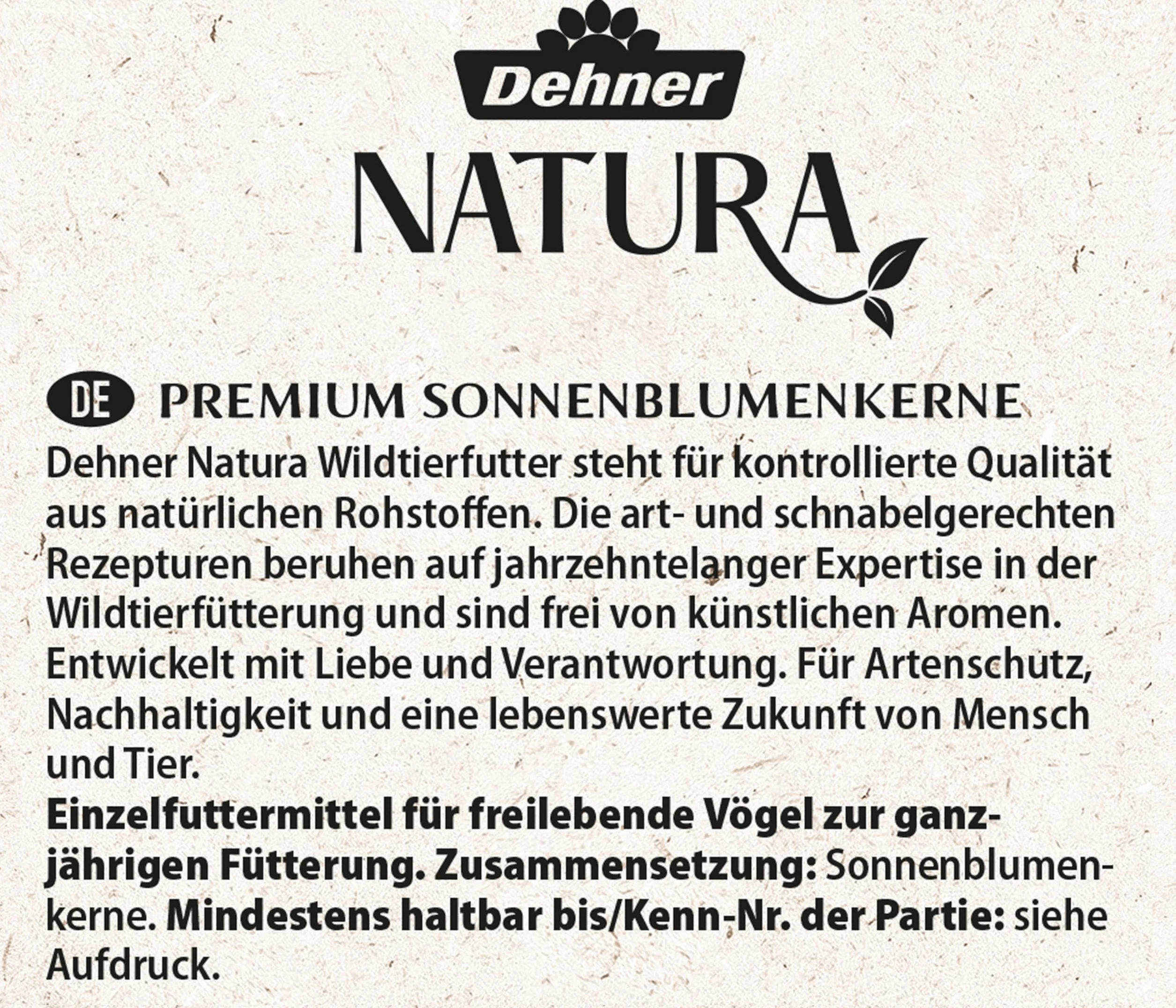 Dehner Natura Premium Nourriture pour Oiseaux Sauvages, Graines de Tournesol Non décortiquées, Seau 5L