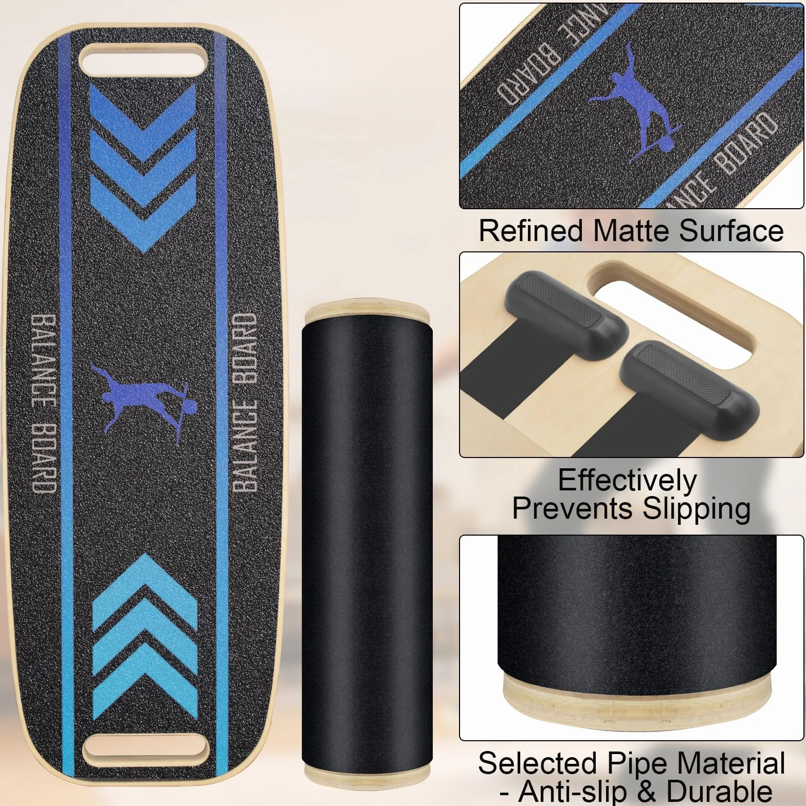 Diesisa Balance Board Planche d'Équilibre en Bois avec Roulette Antidérapante Entraîneur Surf Coordination