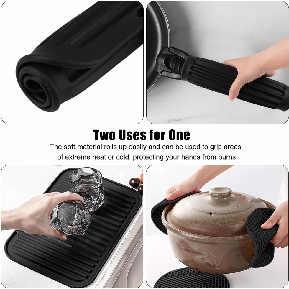 Lot De 4 Dessous De Plat Silicone Rectangulaire + 4 Circulaire, Antidérapant Durable Résistant