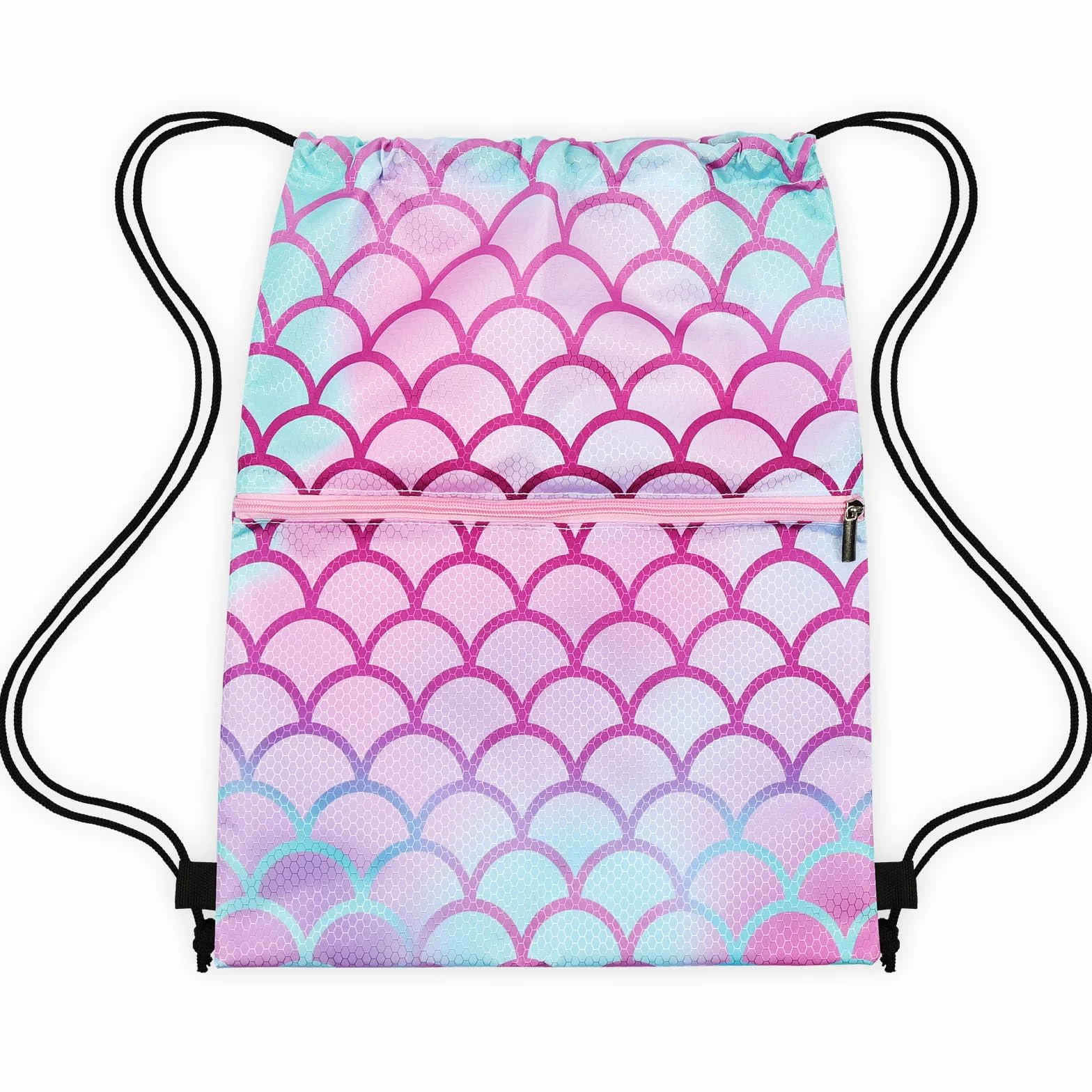 Sac à dos à Cordon pour Enfants, Sac de Sport pour Filles avec Poche Zippée Imperméable