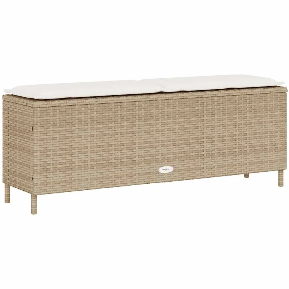 Banc de Jardin en Résine Tressée 110 cm Beige avec Coussin