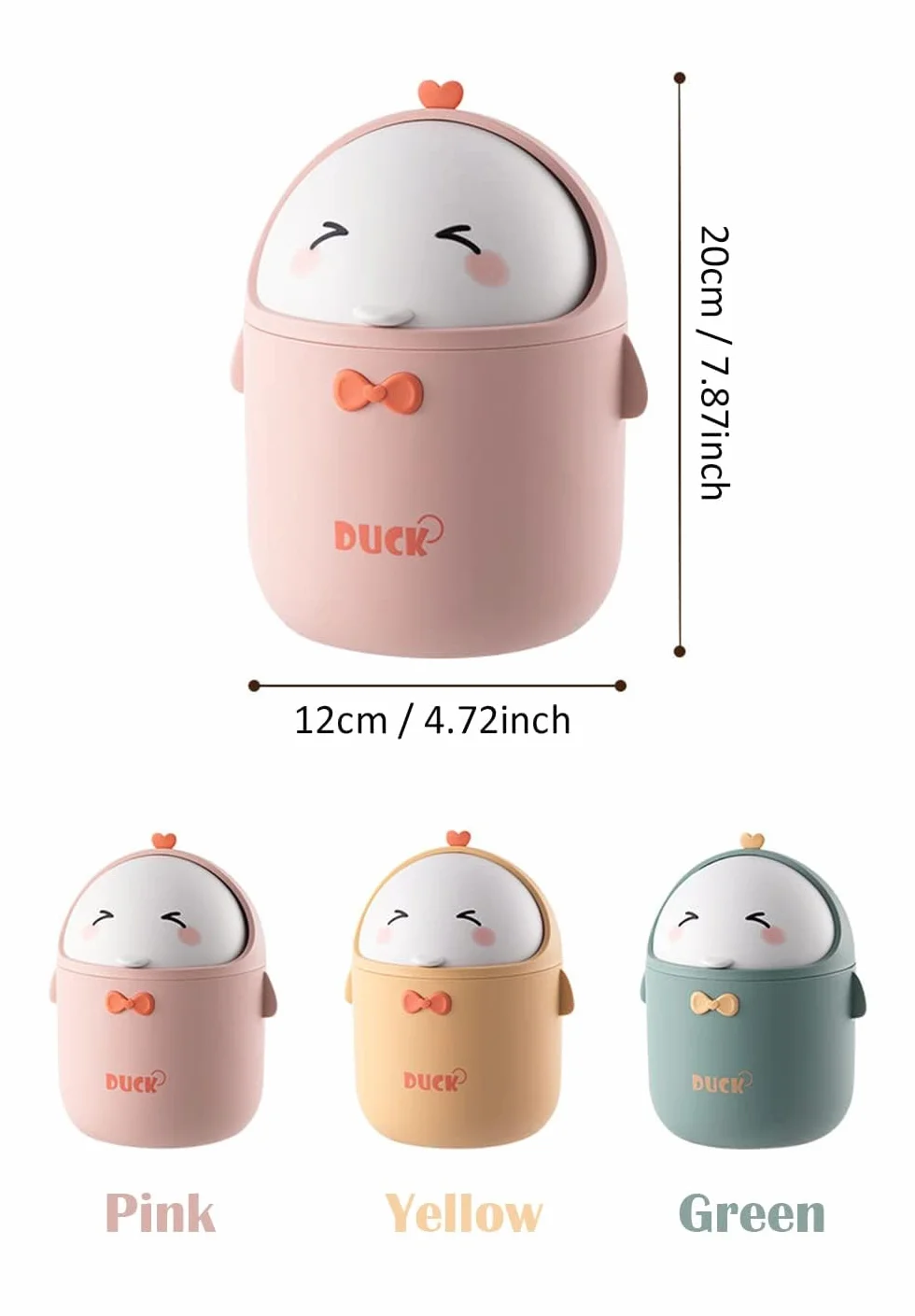 Mini Poubelle avec Couvercle, Mignon Poubelle de Bureau en Dessin Animé, Mini Poubelle de Table