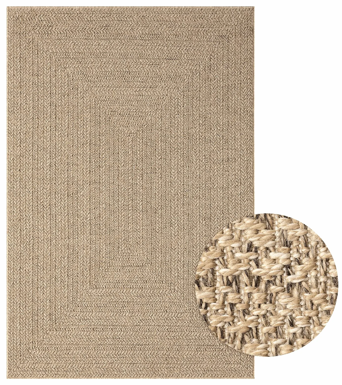 Tapis Kansas 160 x 230 cm, Intérieur Confortable, Style Jute Naturel, Facile à Nettoyer