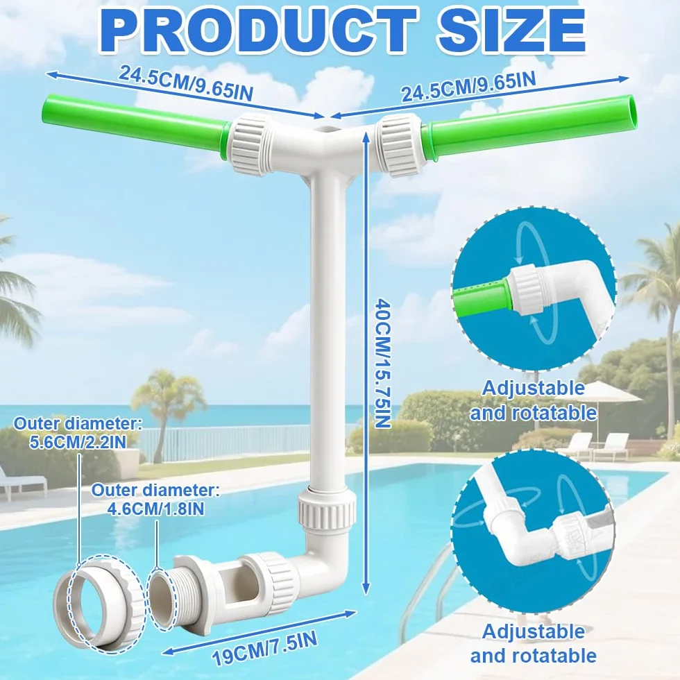 Fontaine à Eau Ajustable à 360° à Double Pulvérisation pour Piscine Cascade, Accessoire Asperseur avec Adaptateur