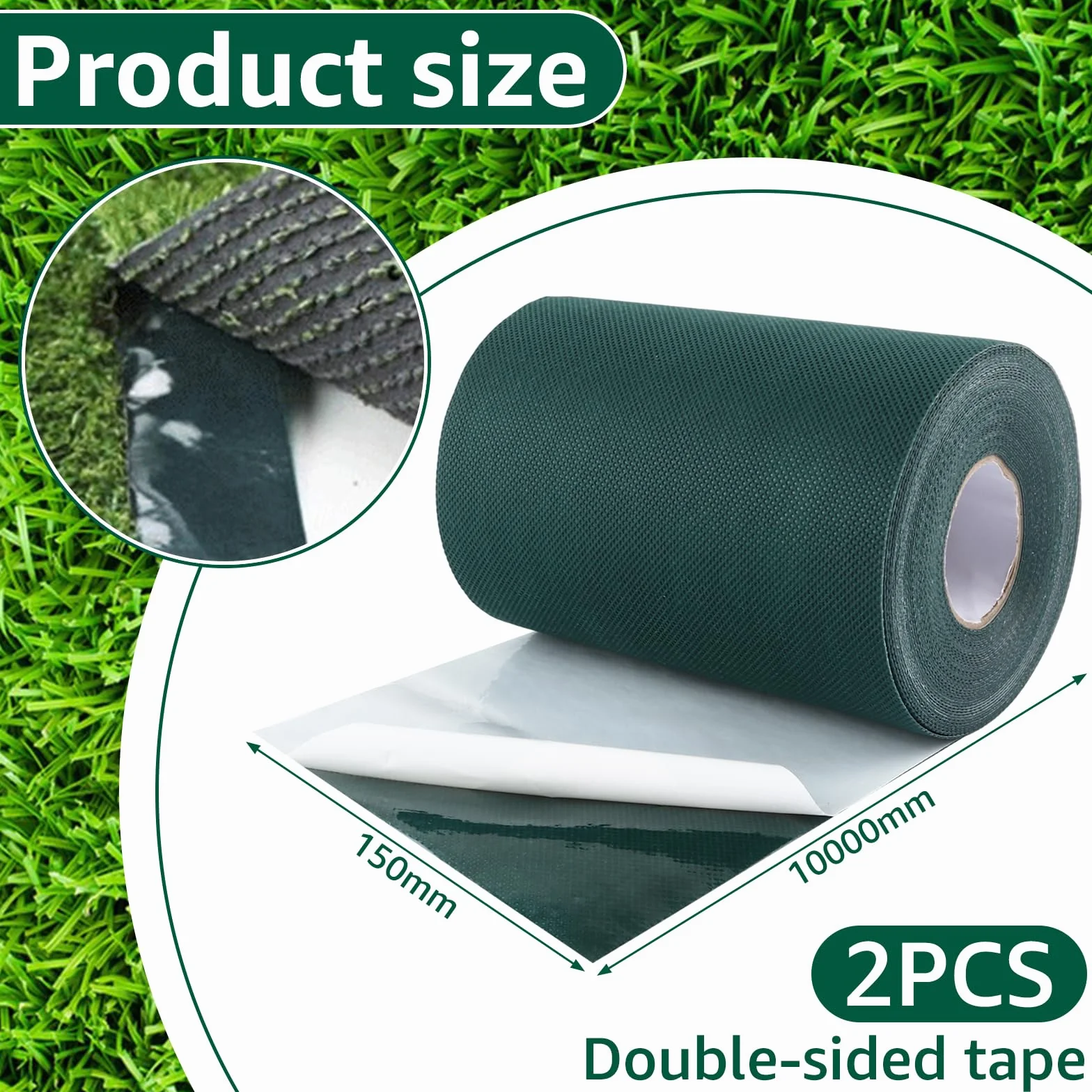 DAJAVE Lot de 2 rubans adhésifs pour gazon artificiel 150 mm x 15 m