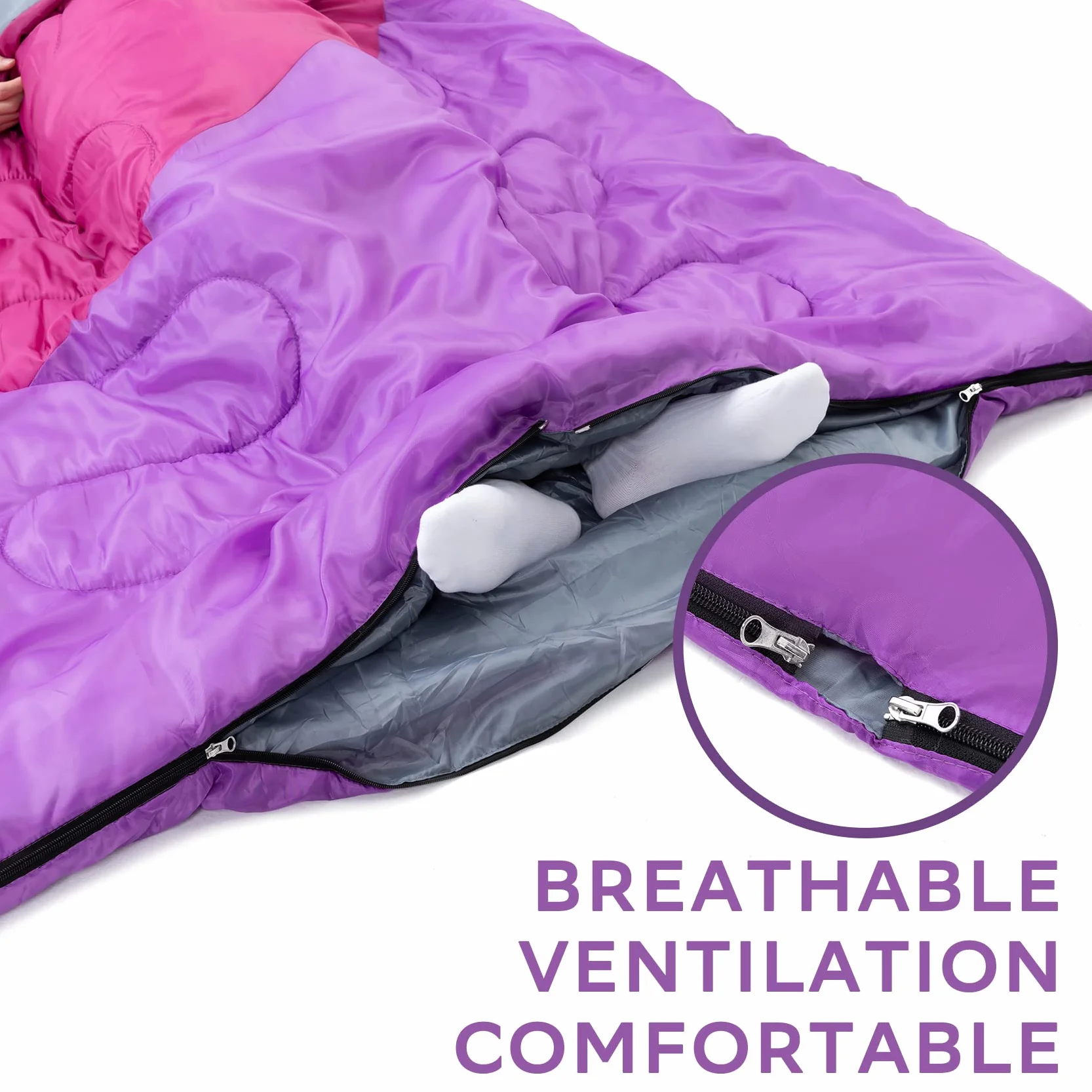 Sac de Couchage pour 2 Personnes - Sac à Couchage Double Adulte pour Camping, Sac de Couchage Compact pour 2 Places, Sac de Couchage Léger pour Enfants par Un