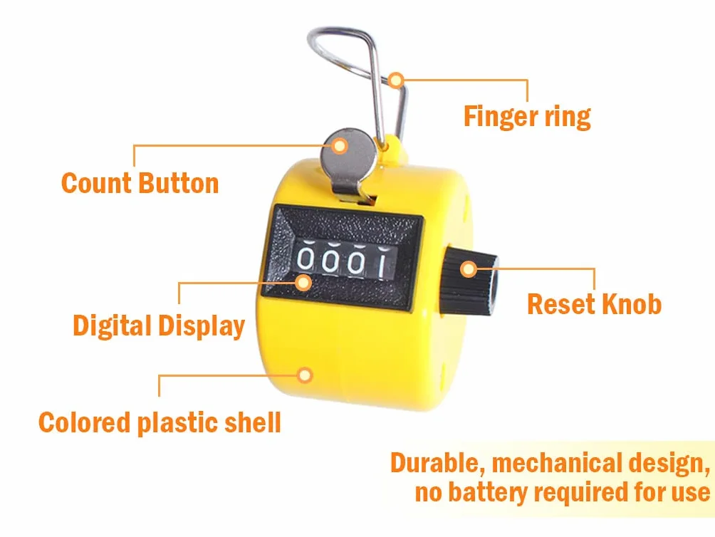 Compteur à Main Mécanique 4 Chiffres, Compteur de Doigt Clicker pour Sport Entraînement Statistiques