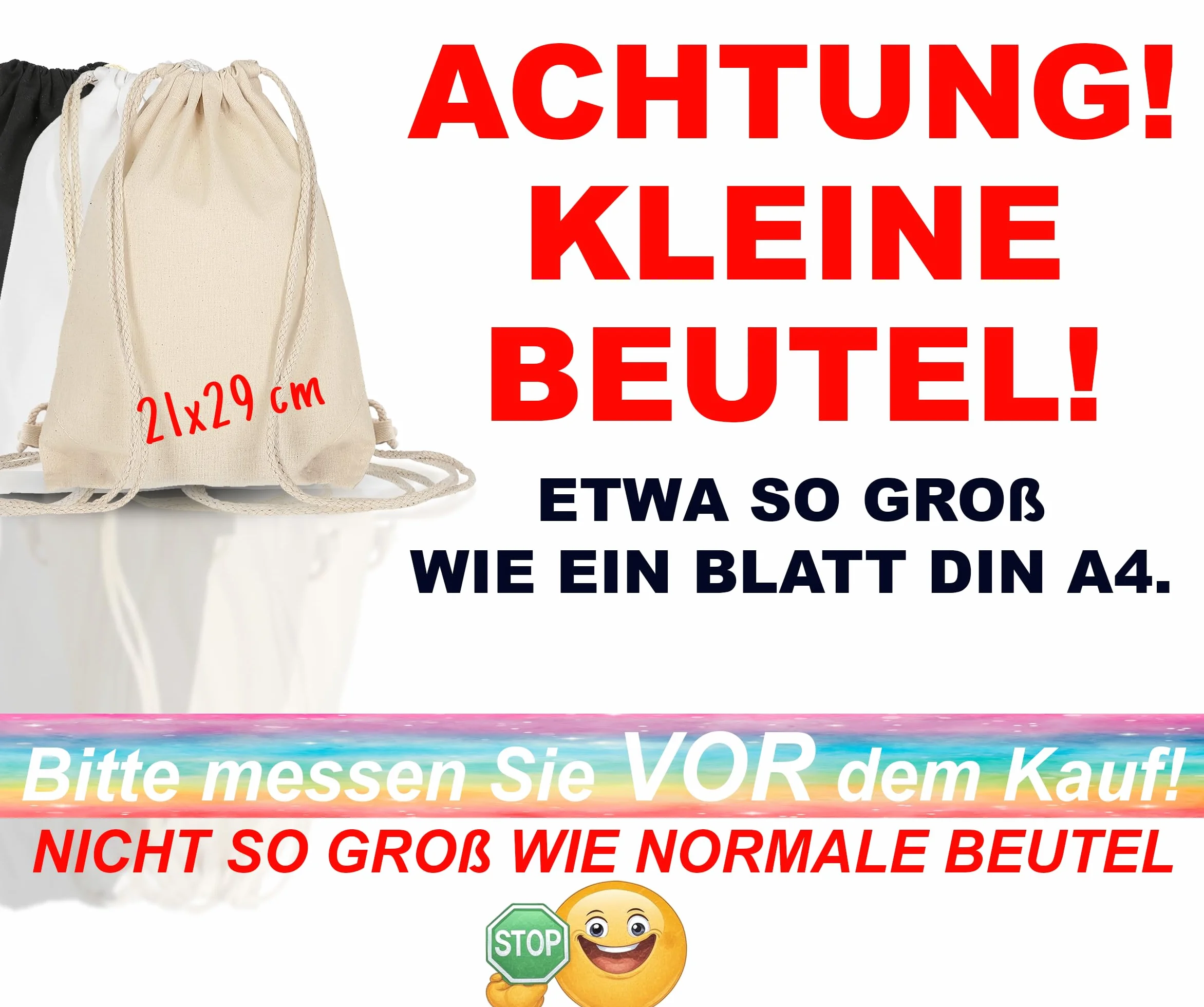 ELES VIDA Sac en Coton pour Enfants, 21 x 29 cm - Petit Sac de Sport et à Dos en Tissu, Jute Certifié Oeko-TEX®
