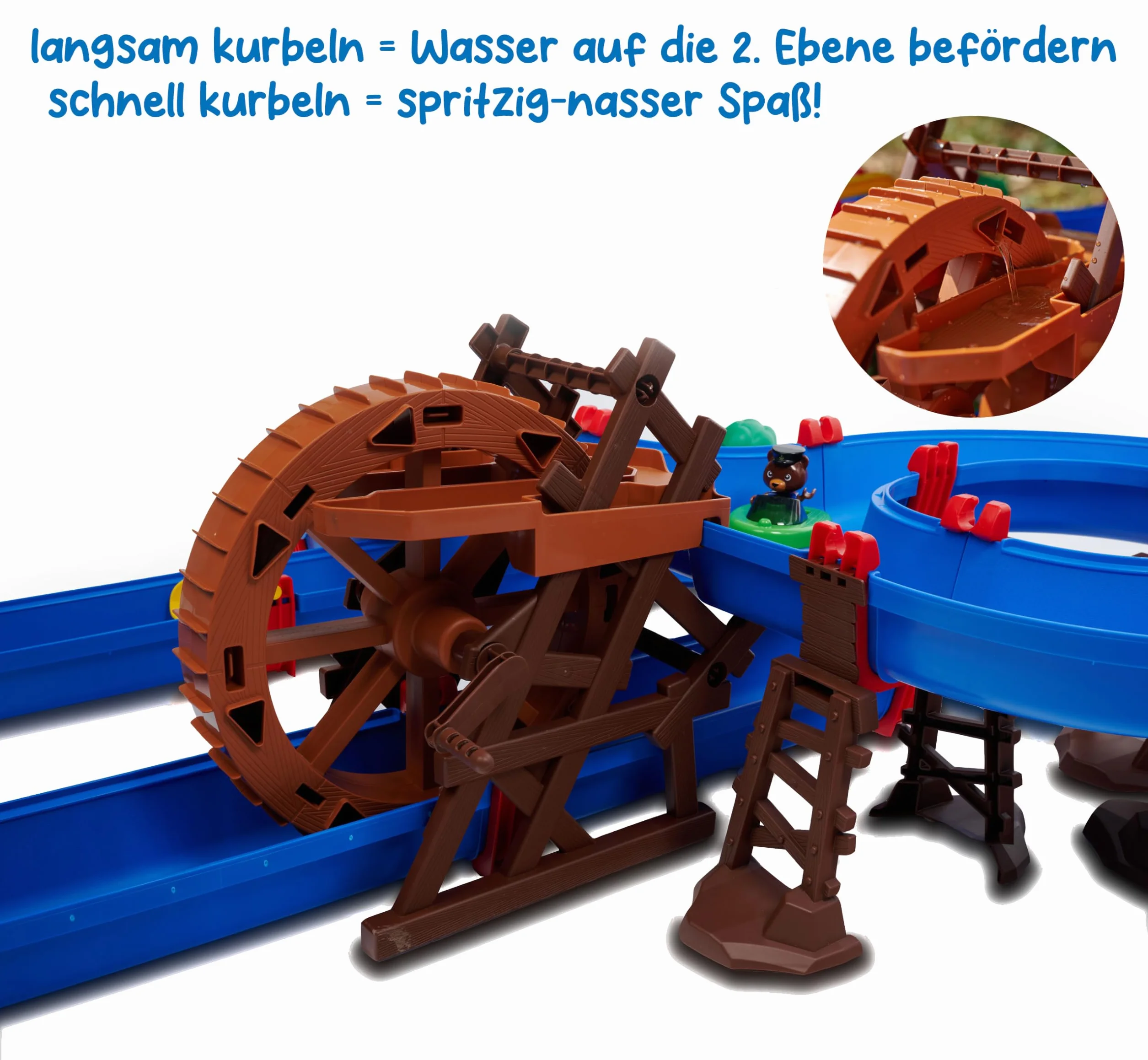 AquaPlay WaterWheel Circuit d'eau à Deux étages, Grande Roue à Eau avec Manivelle, Long Toboggan Aquatique, Jouet d'Extérieur