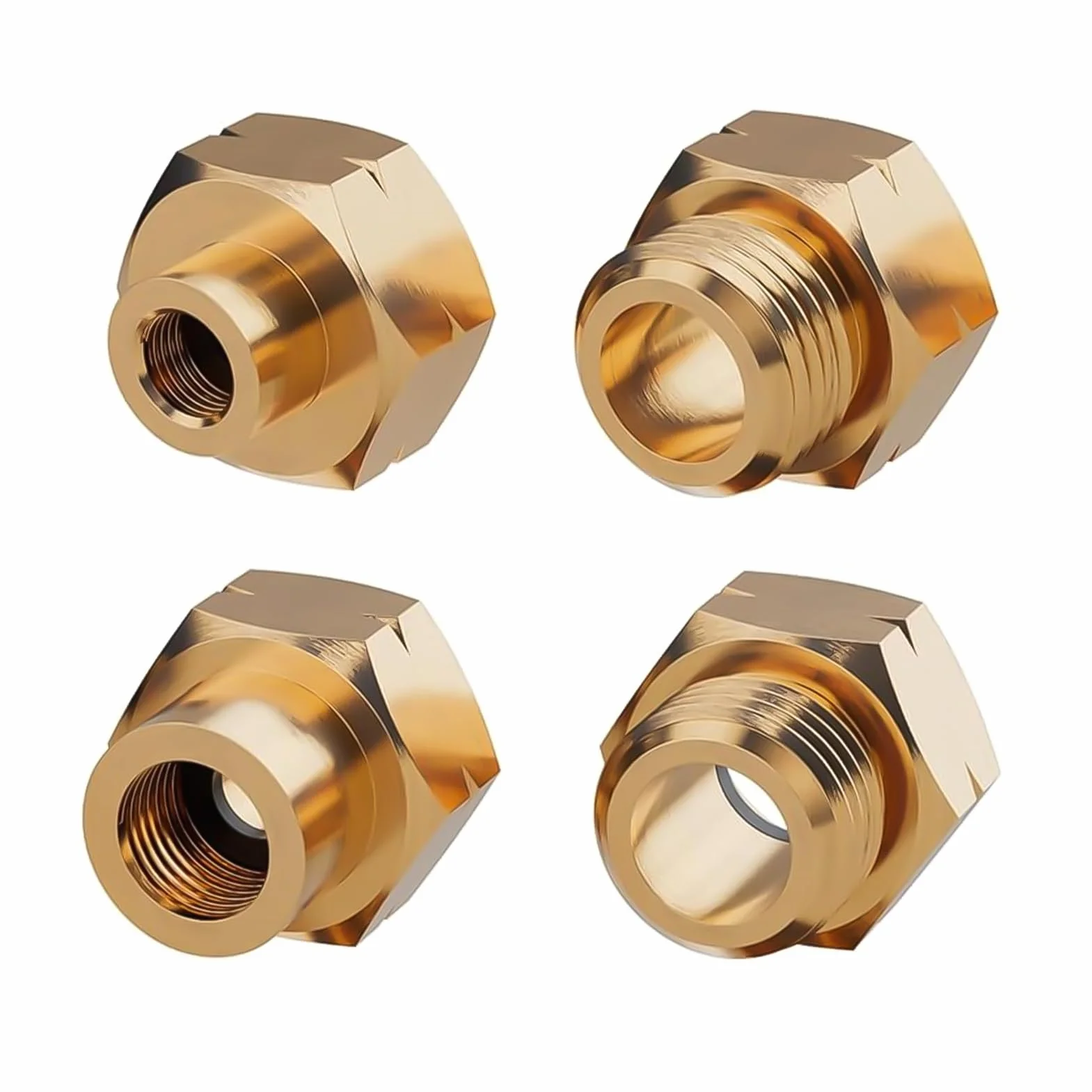 Lot de 4 Adaptateur Bouteille Gaz Européen, Raccord Gaz Laiton Camping Caravane Barbecue