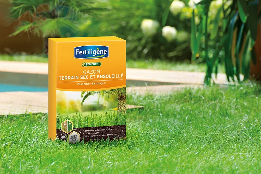 FERTILIGÈNE Semences Gazon Terrain Sec Ensoleillé 875g Haute Résistance Sécheresse Chaleur Moins Arrosage 35 m²