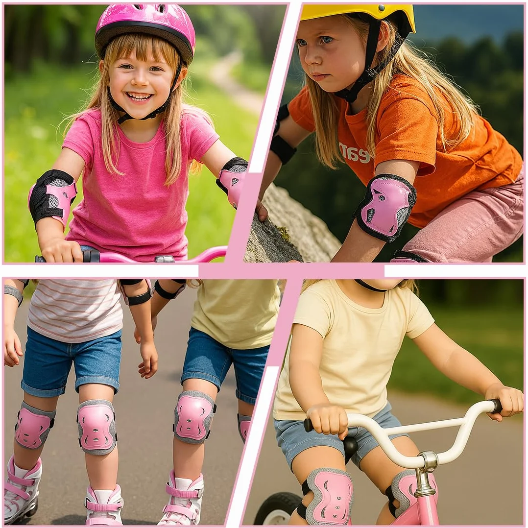 IKOPFLN Ensemble de 6 pièces Protection Roller Enfant Fille - Genouillères - Protection Skateboard Enfant Scooter Inline Skate