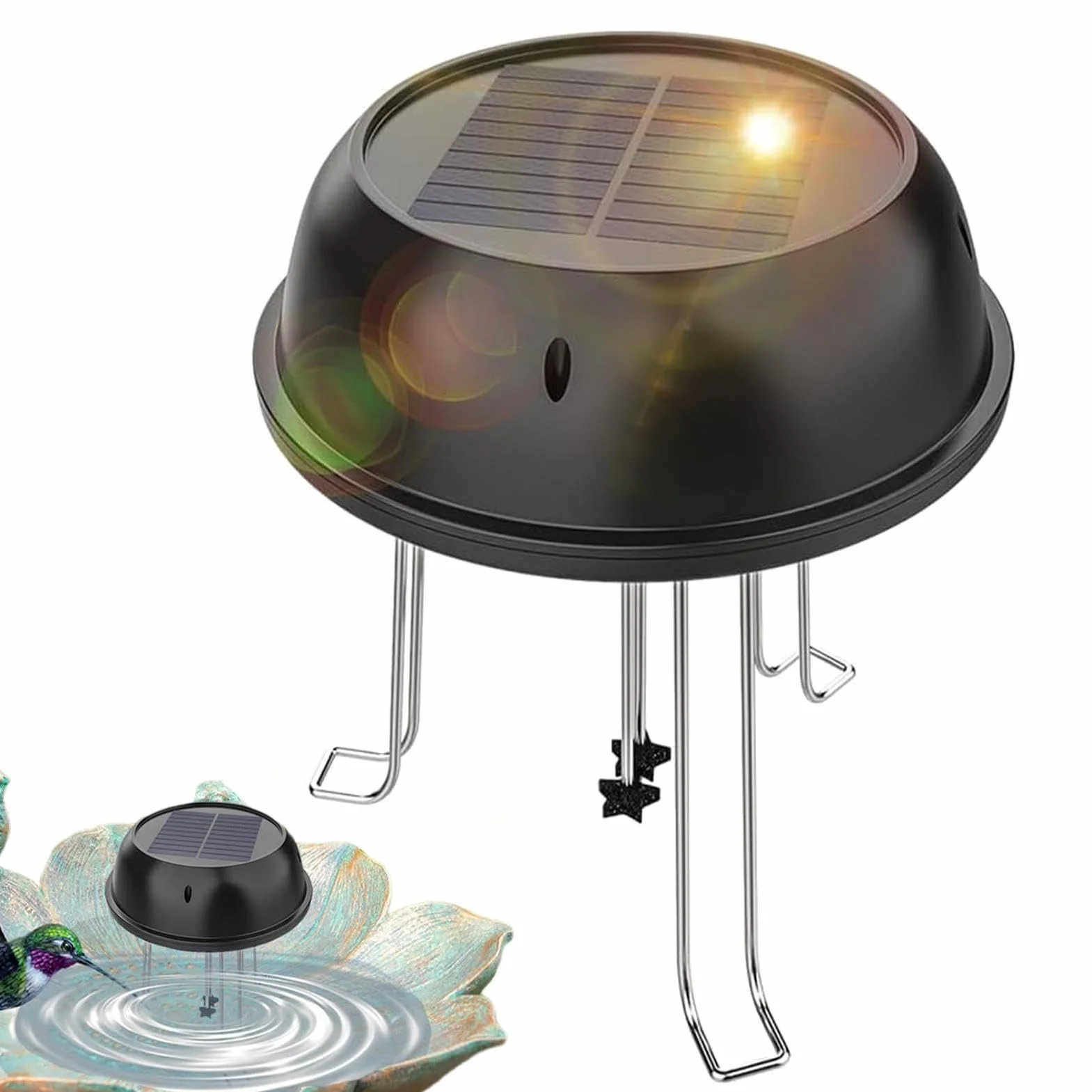 Agitateur d'eau solaire pour bain d'oiseau avec support - Décoration de bassin