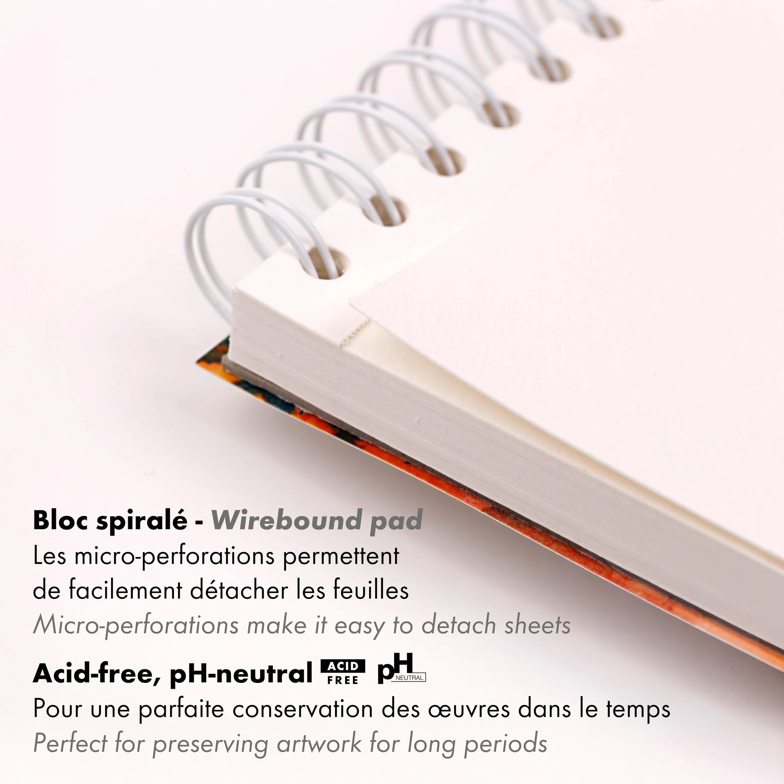 Clairefontaine 976102C Bloc spiralé micro-perforé Aquapad A5 14,8x21 cm 300g 25 Feuilles Papier Aquarelle Blanc Grain Moyen Fin