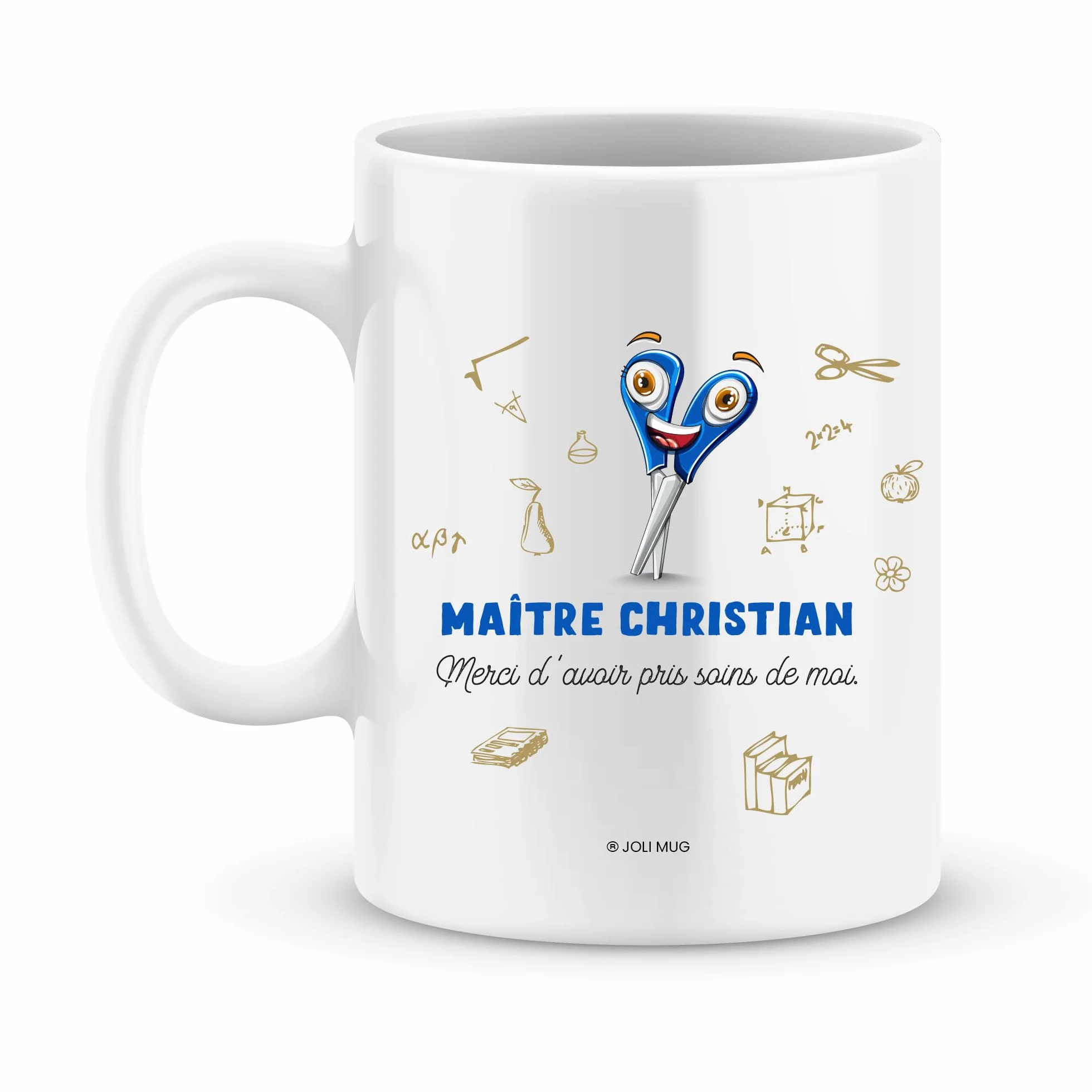 Mug personnalisé maître école fin d'année scolaire céramique blanc prénom imprimé fabrication française